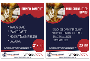 We specialize in pizza, pasta and salads and are now  offering TAKE &amp; BAKE and GRAB &amp; GO ...