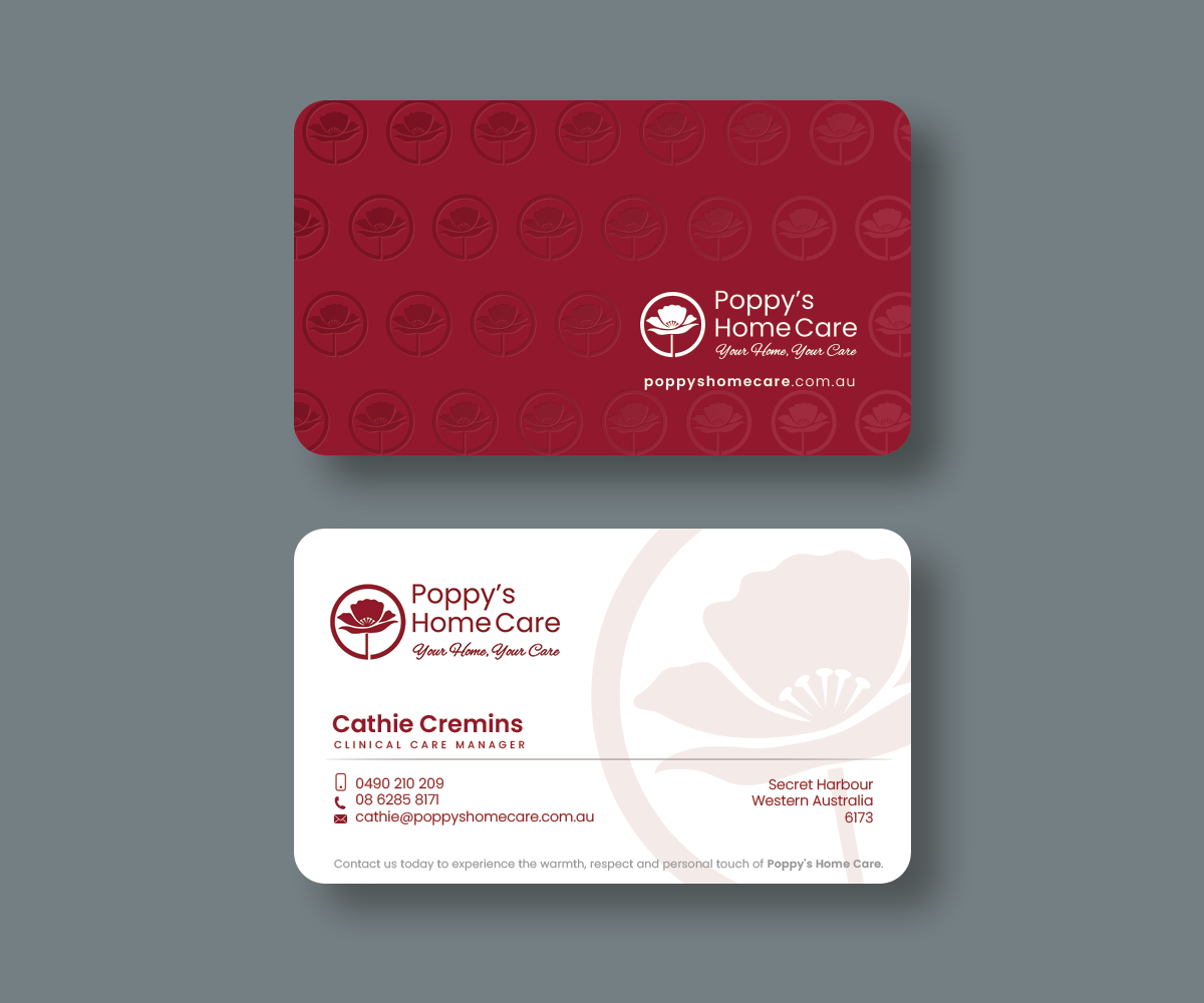 Business Card Design by Andrés Sebastián for Poppy's Home Care | Design #34582458