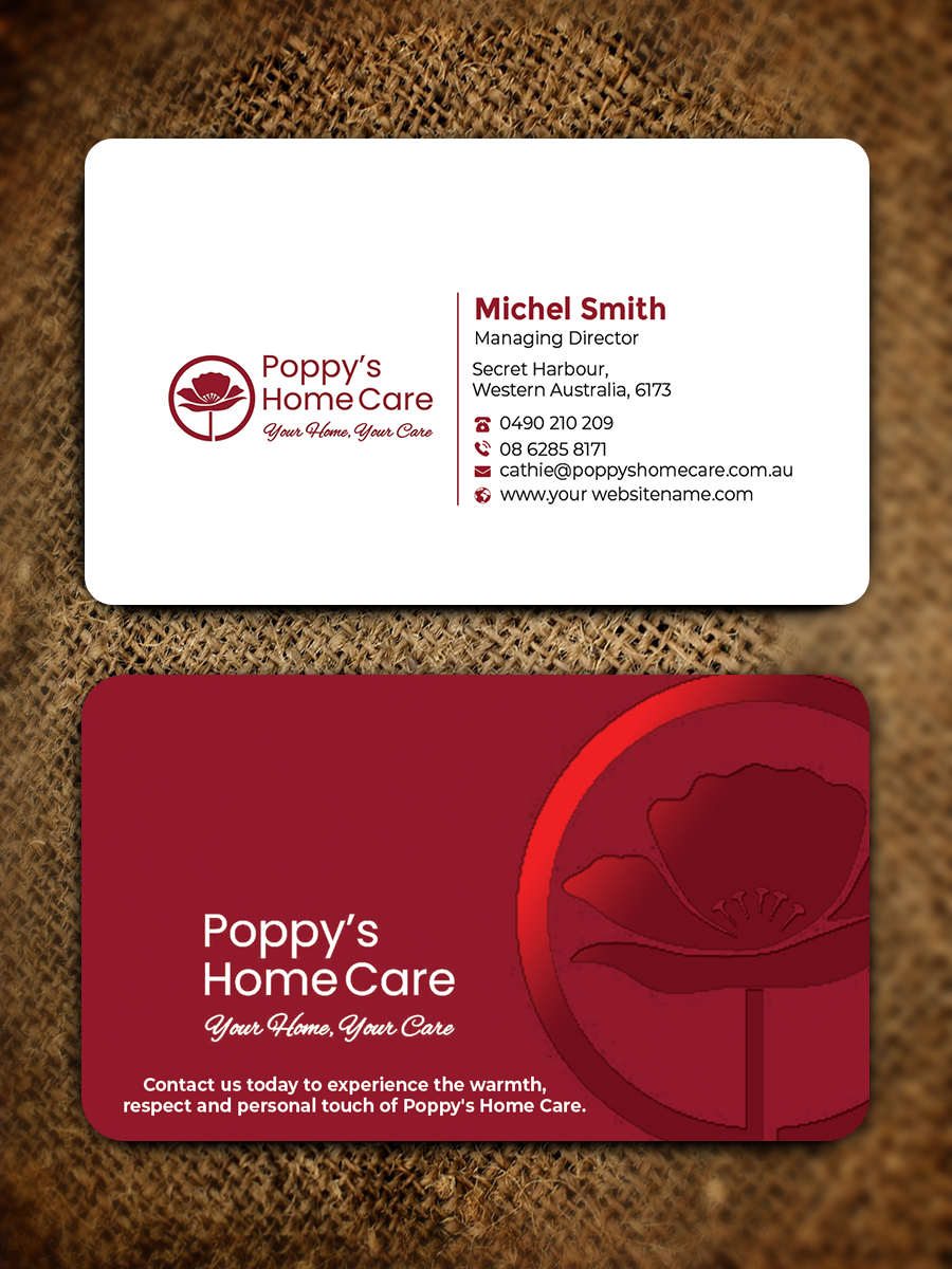 Business Card Design by Graphixpointt for Poppy's Home Care | Design #34582681
