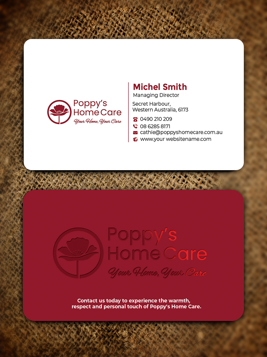 Business Card Design by Graphixpointt for Poppy's Home Care | Design #34582682