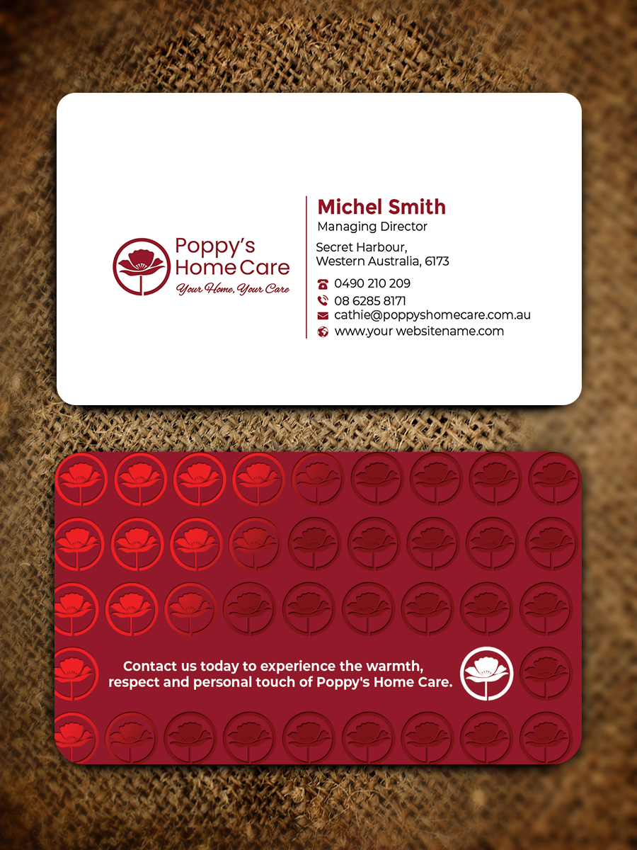Business Card Design by Graphixpointt for Poppy's Home Care | Design #34582683