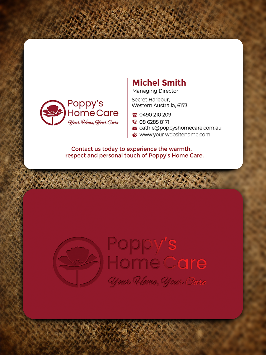 Business Card Design by Graphixpointt for Poppy's Home Care | Design #34582781