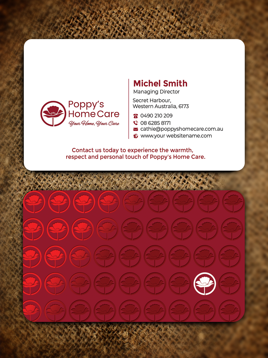 Business Card Design by Graphixpointt for Poppy's Home Care | Design #34582783