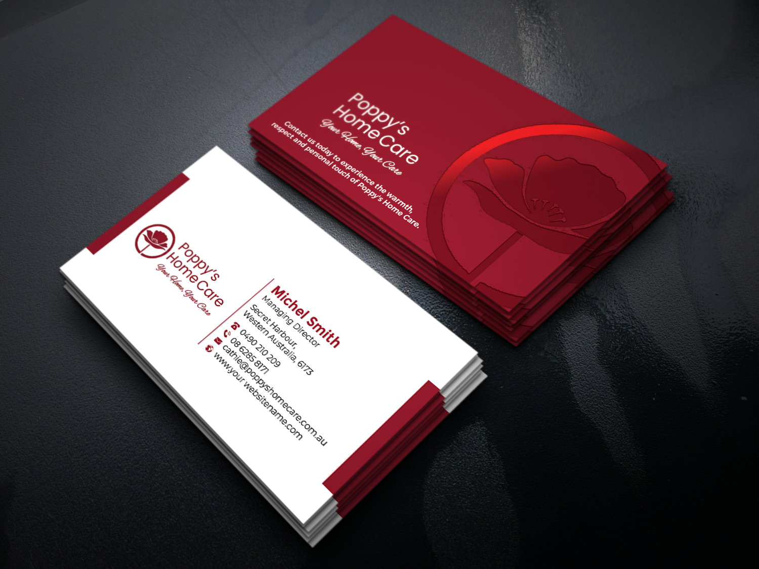 Business Card Design by Graphixpointt for Poppy's Home Care | Design #34582945