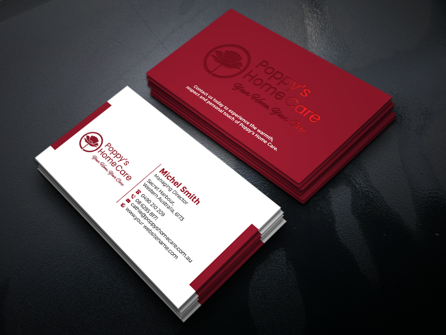 Business Card Design by Graphixpointt for Poppy's Home Care | Design #34582946