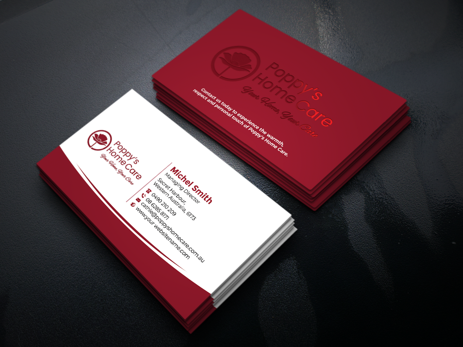Business Card Design by Graphixpointt for Poppy's Home Care | Design #34583004