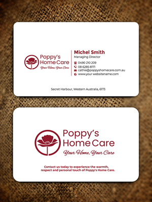 Business Card Design by Graphixpointt for Poppy's Home Care | Design: #34583388