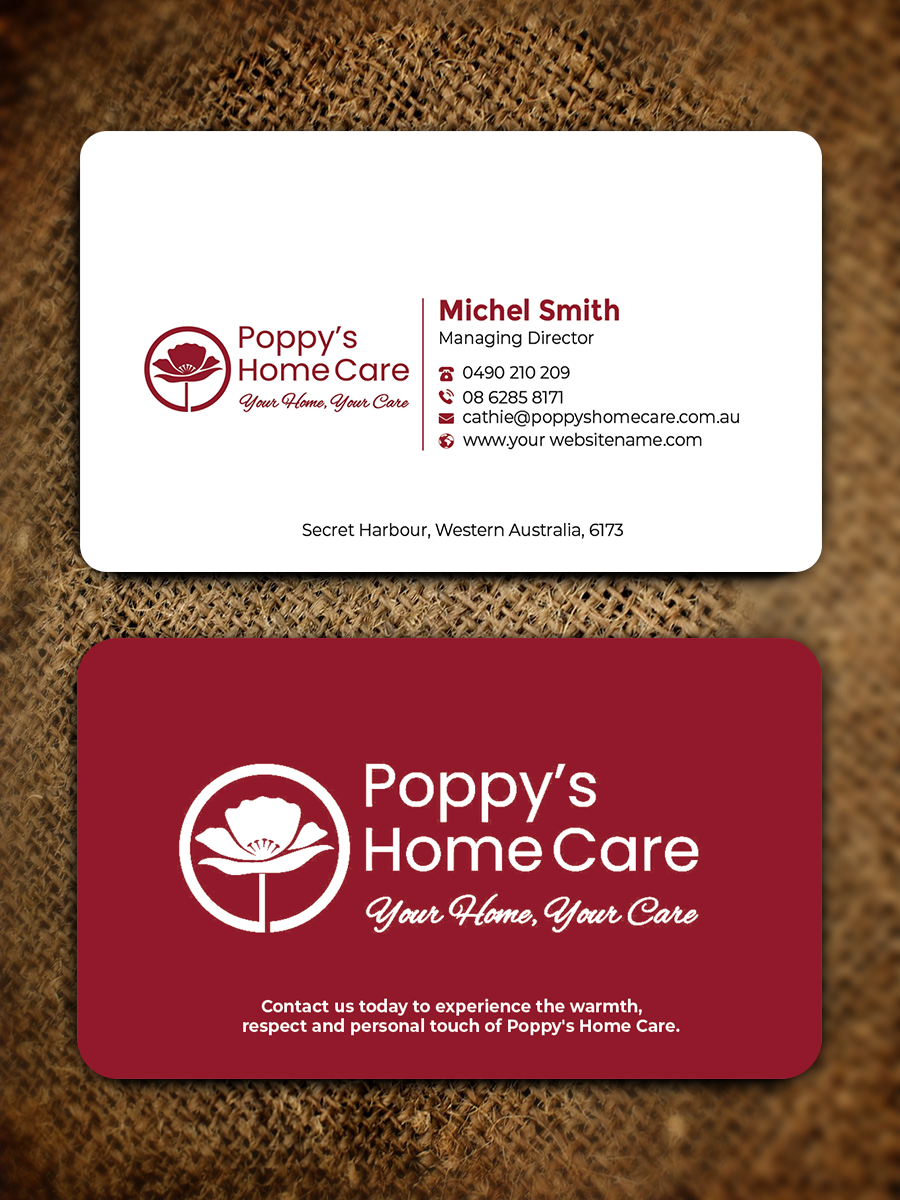 Business Card Design by Graphixpointt for Poppy's Home Care | Design #34583389