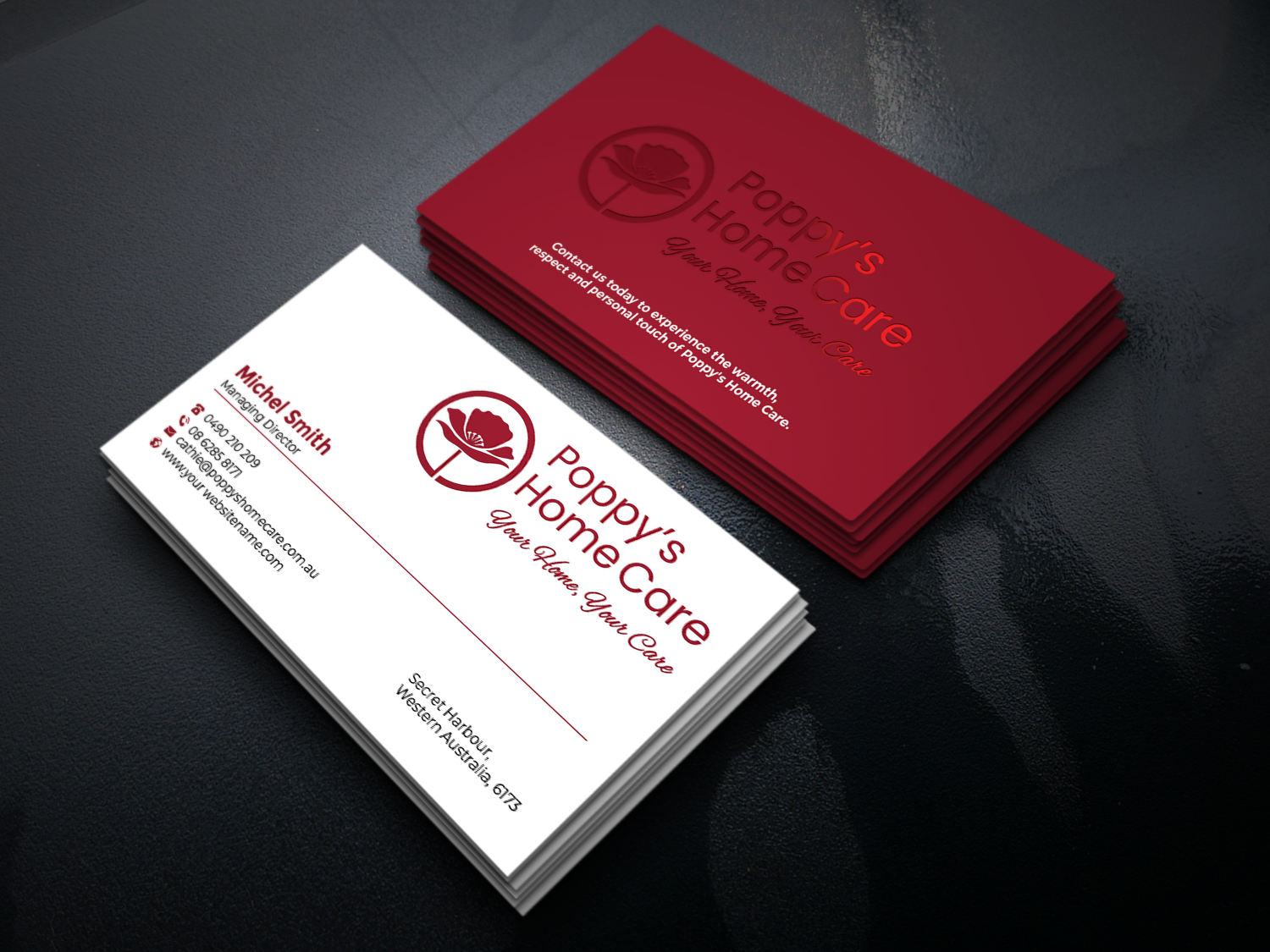 Business Card Design by Graphixpointt for Poppy's Home Care | Design #34583423
