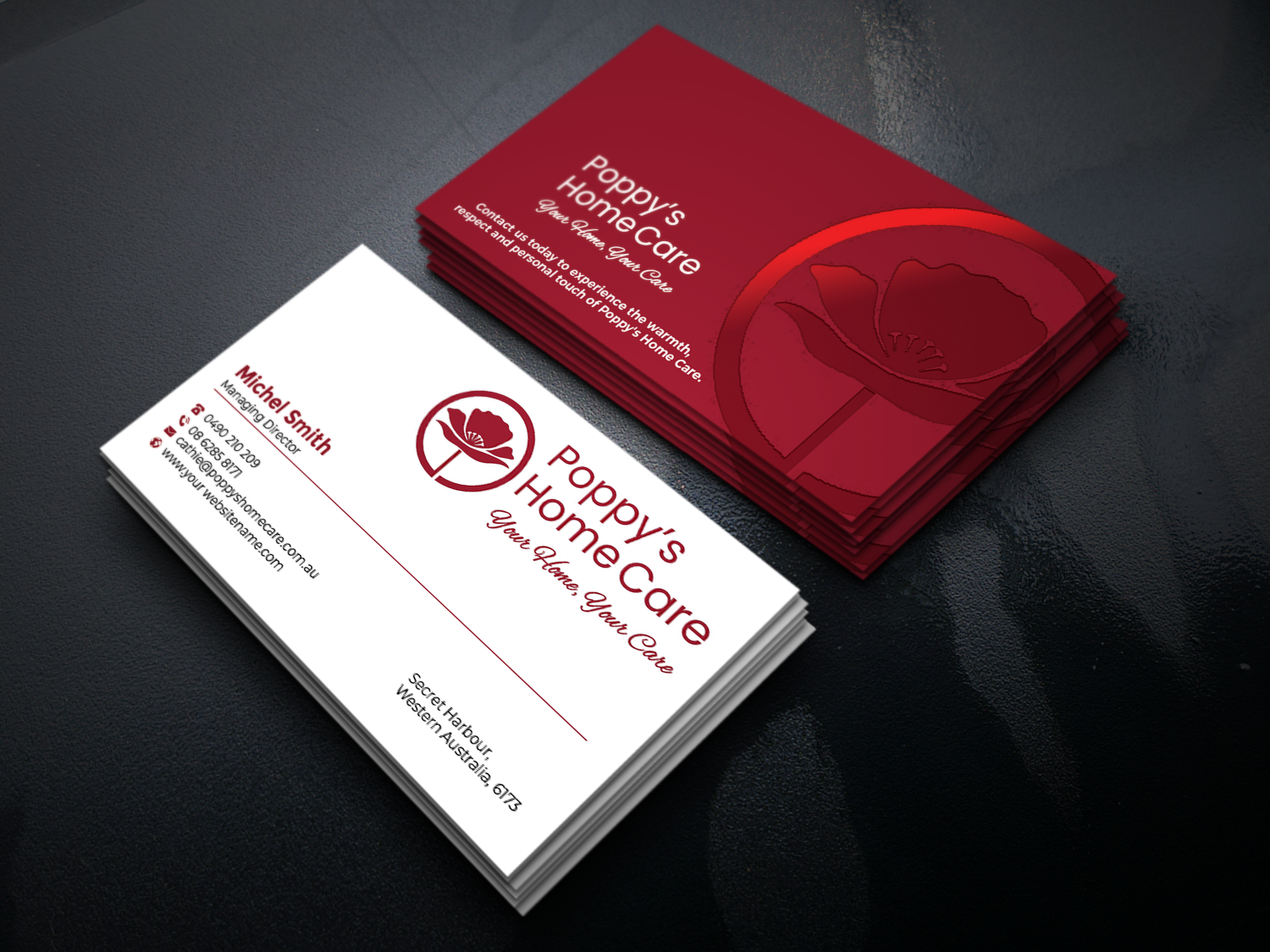 Business Card Design by Graphixpointt for Poppy's Home Care | Design #34583427