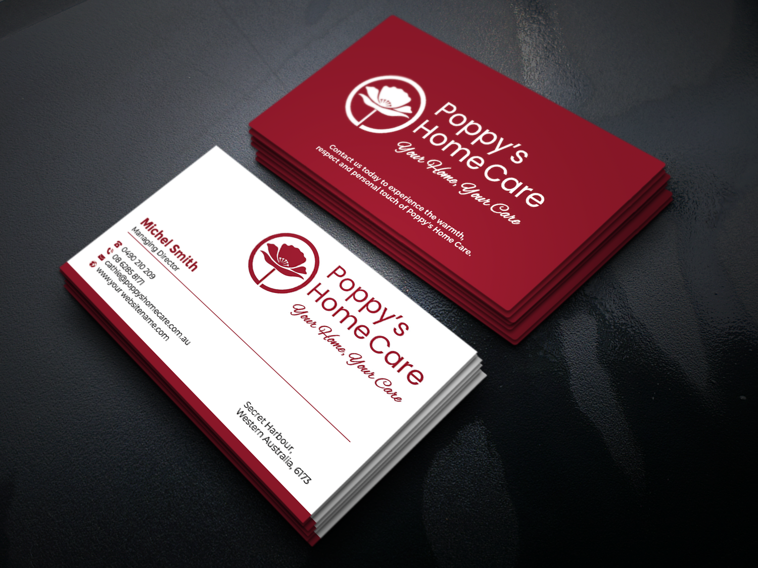 Business Card Design by Graphixpointt for Poppy's Home Care | Design #34583486