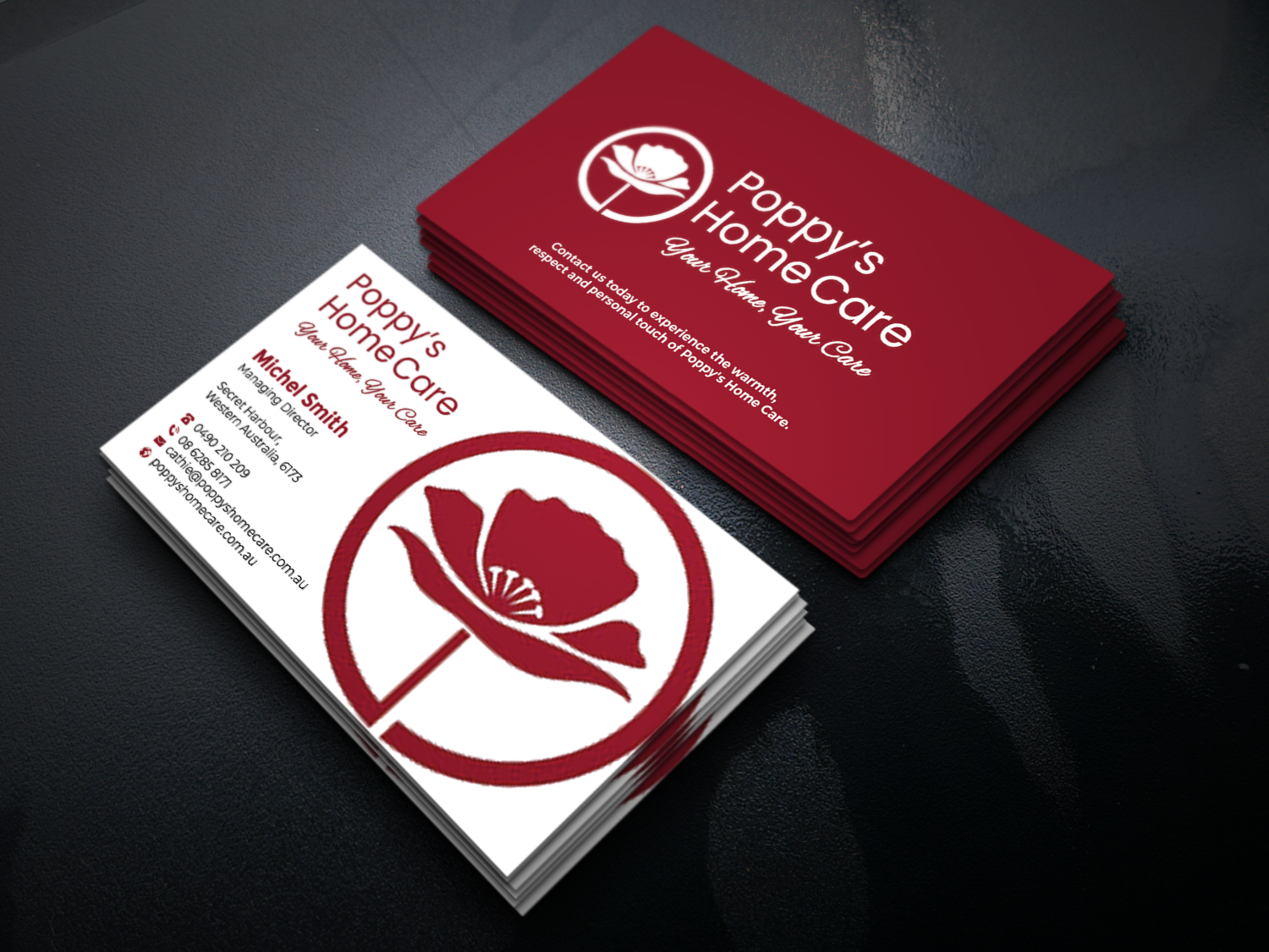 Business Card Design by Graphixpointt for Poppy's Home Care | Design #34586117