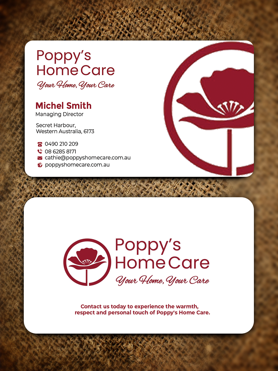 Business Card Design by Graphixpointt for Poppy's Home Care | Design #34586125