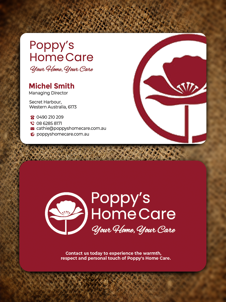 Business Card Design by Graphixpointt for Poppy's Home Care | Design #34586126