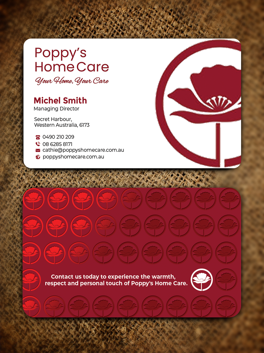 Business Card Design by Graphixpointt for Poppy's Home Care | Design #34586129