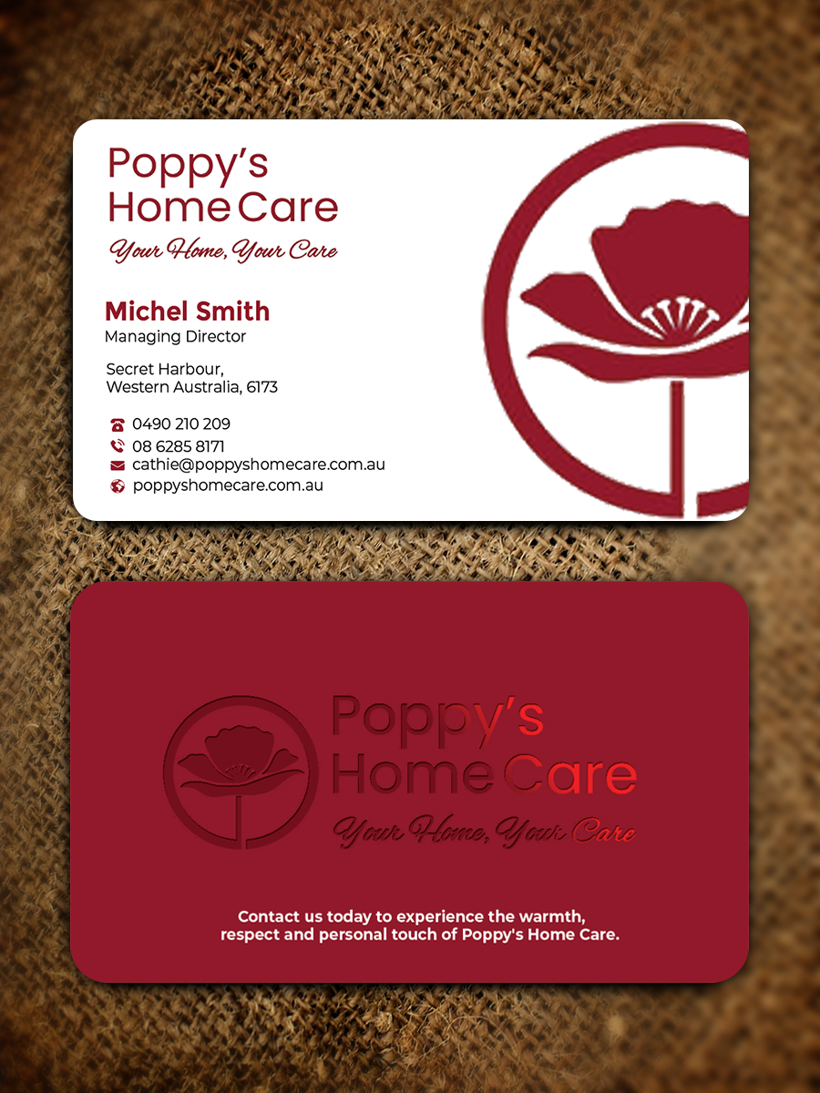 Business Card Design by Graphixpointt for Poppy's Home Care | Design #34586130