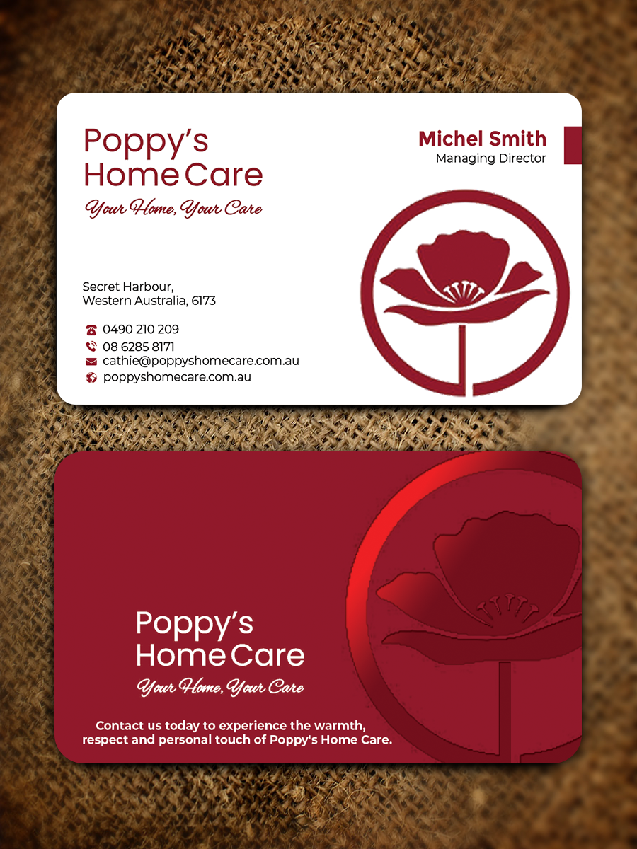 Visitenkarten-Design von Graphixpointt für Poppy's Home Care | Design #34586150