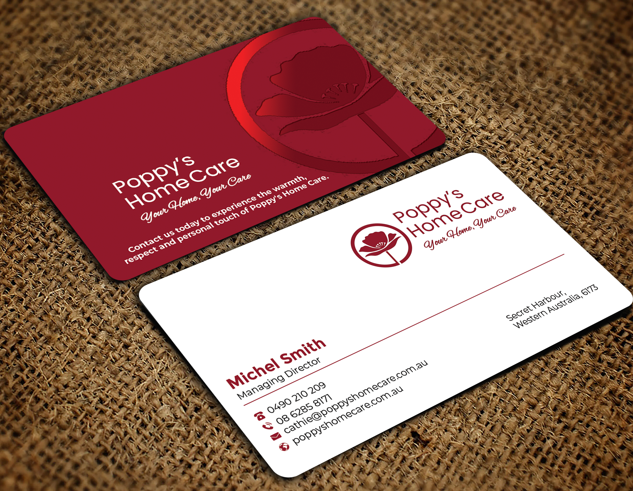 Visitenkarten-Design von Graphixpointt für Poppy's Home Care | Design #34586202
