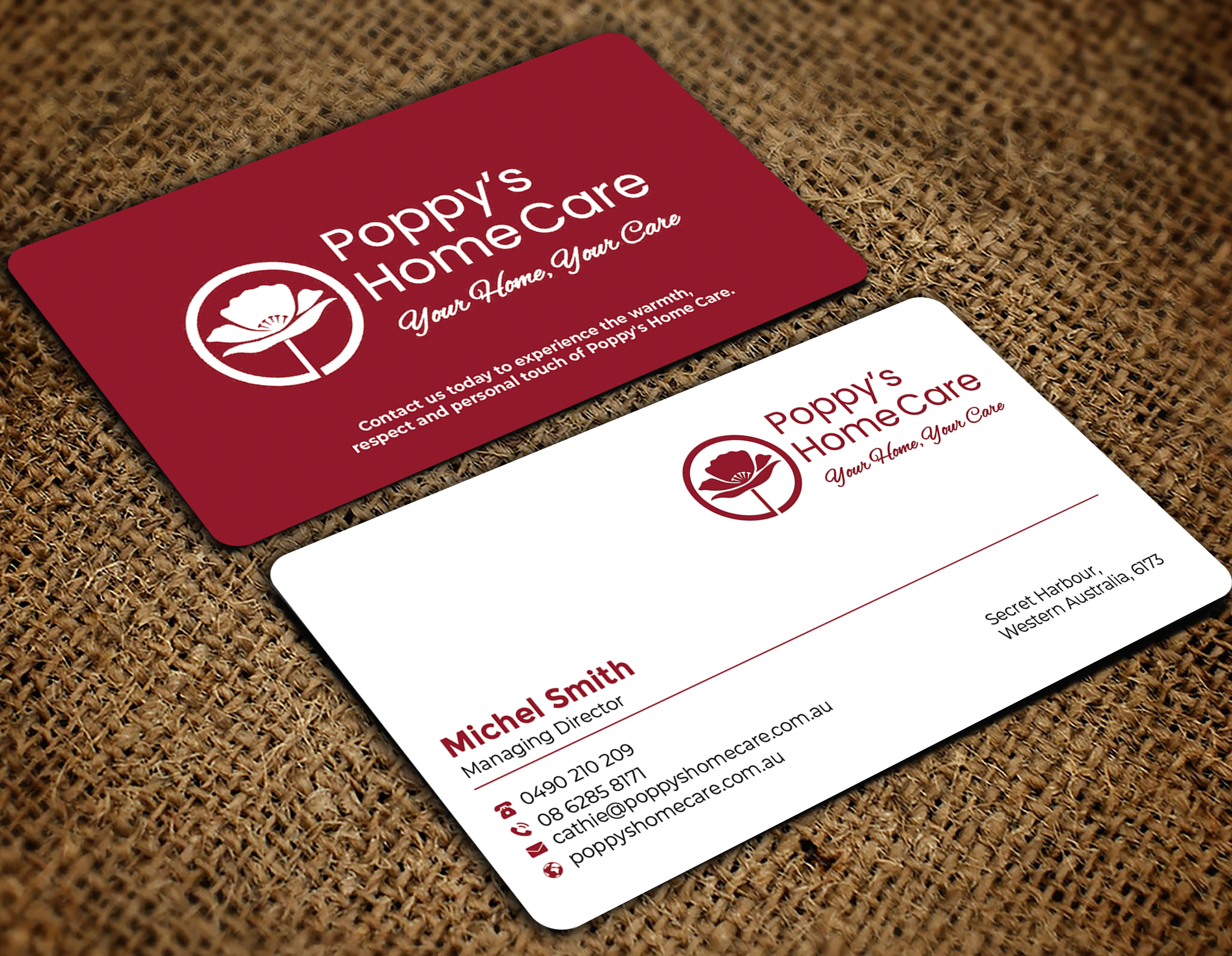 Visitenkarten-Design von Graphixpointt für Poppy's Home Care | Design #34586203