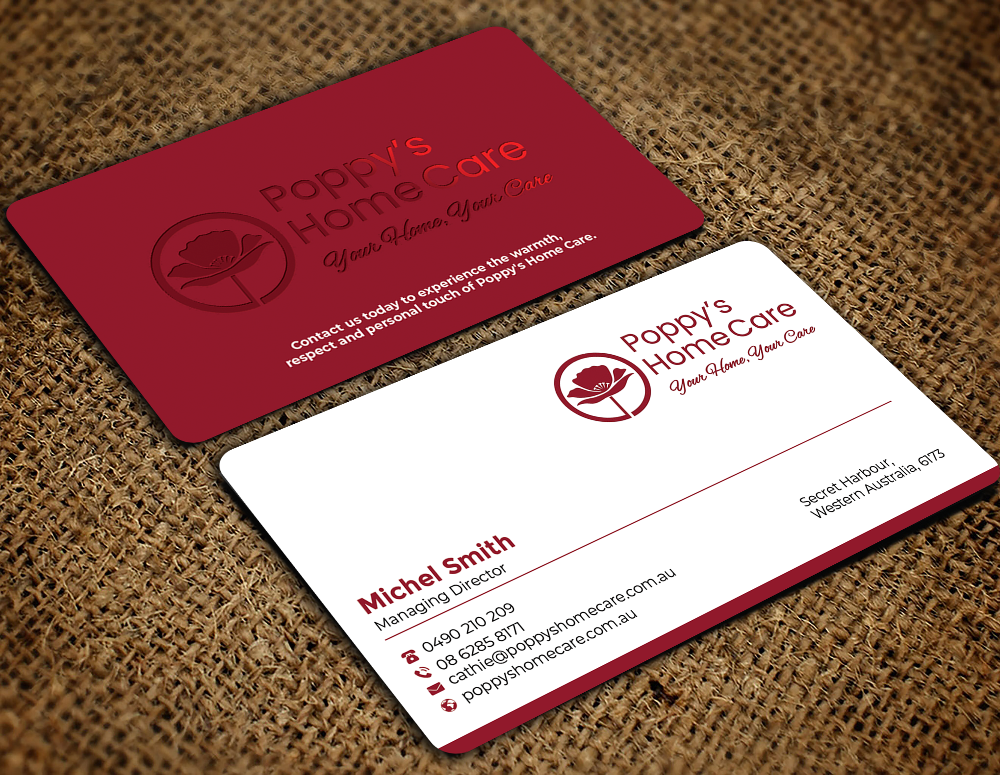 Visitenkarten-Design von Graphixpointt für Poppy's Home Care | Design #34586214