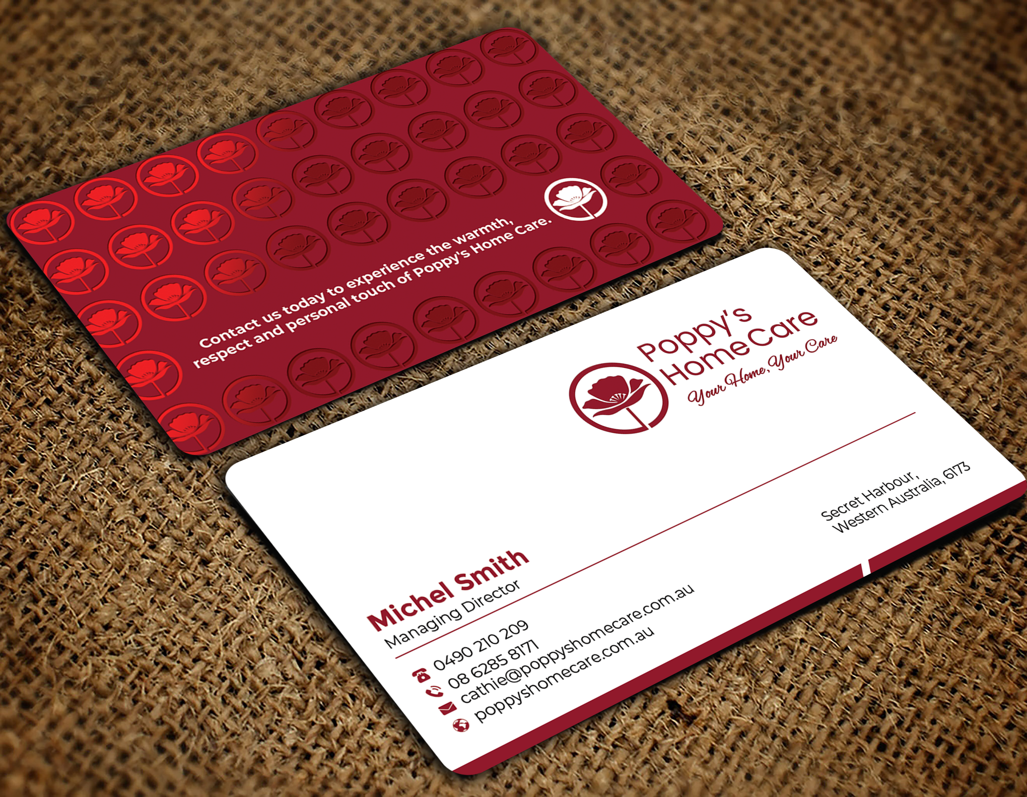Business Card Design by Graphixpointt for Poppy's Home Care | Design #34586231