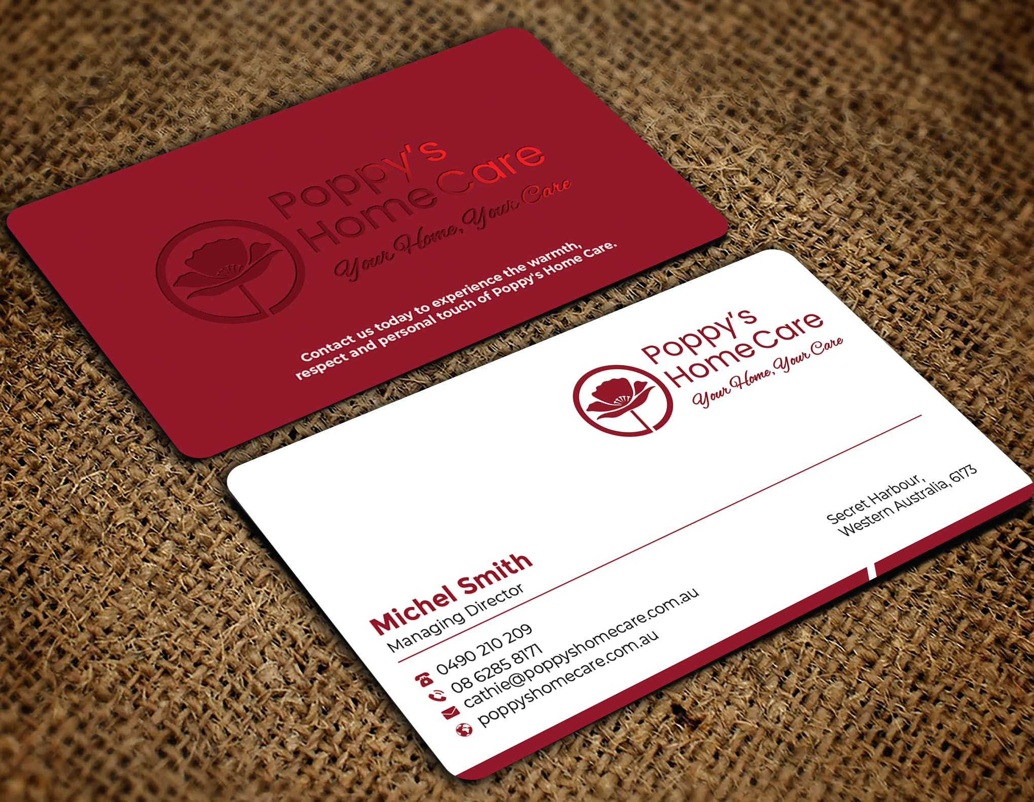 Visitenkarten-Design von Graphixpointt für Poppy's Home Care | Design #34586232