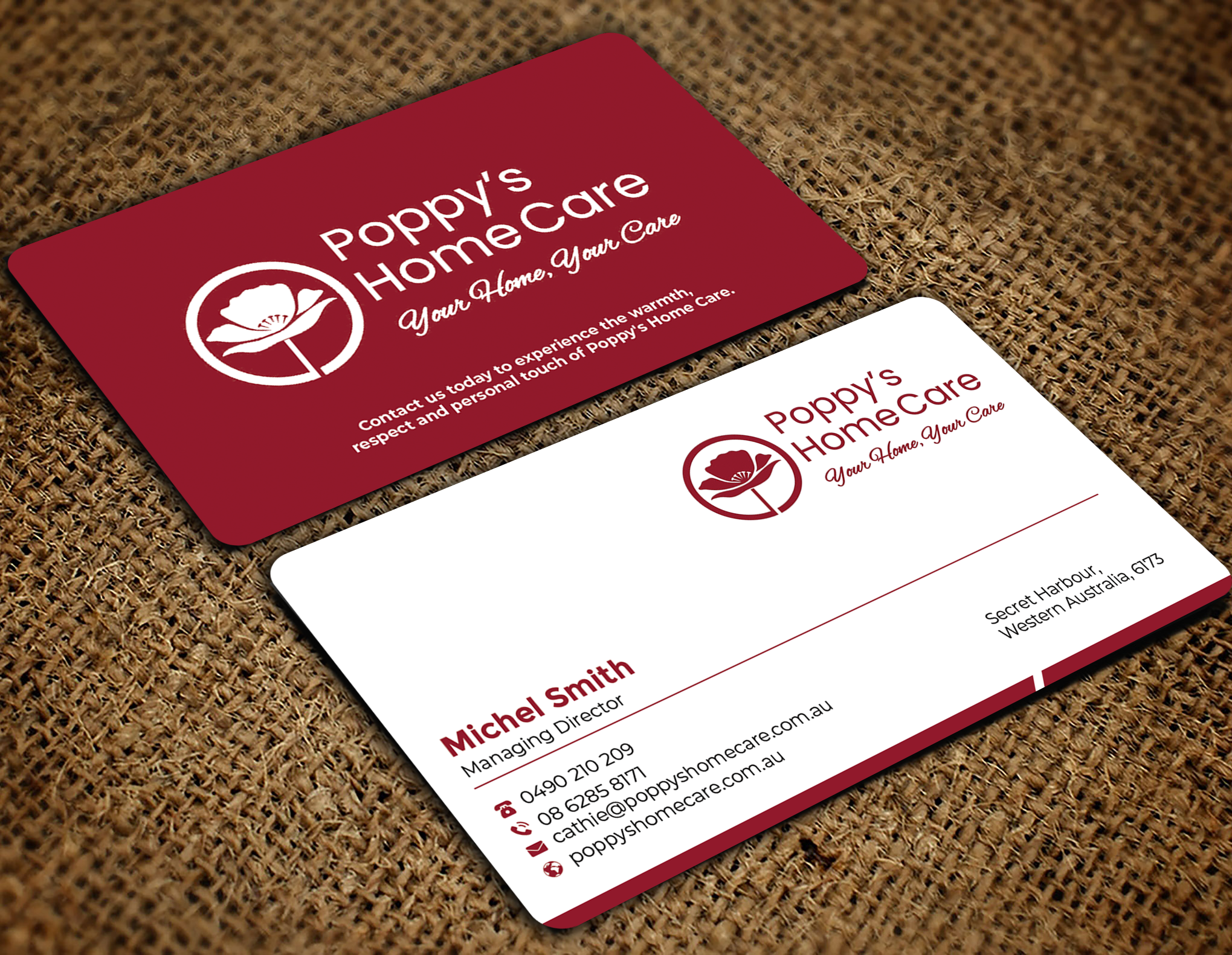 Visitenkarten-Design von Graphixpointt für Poppy's Home Care | Design #34586233