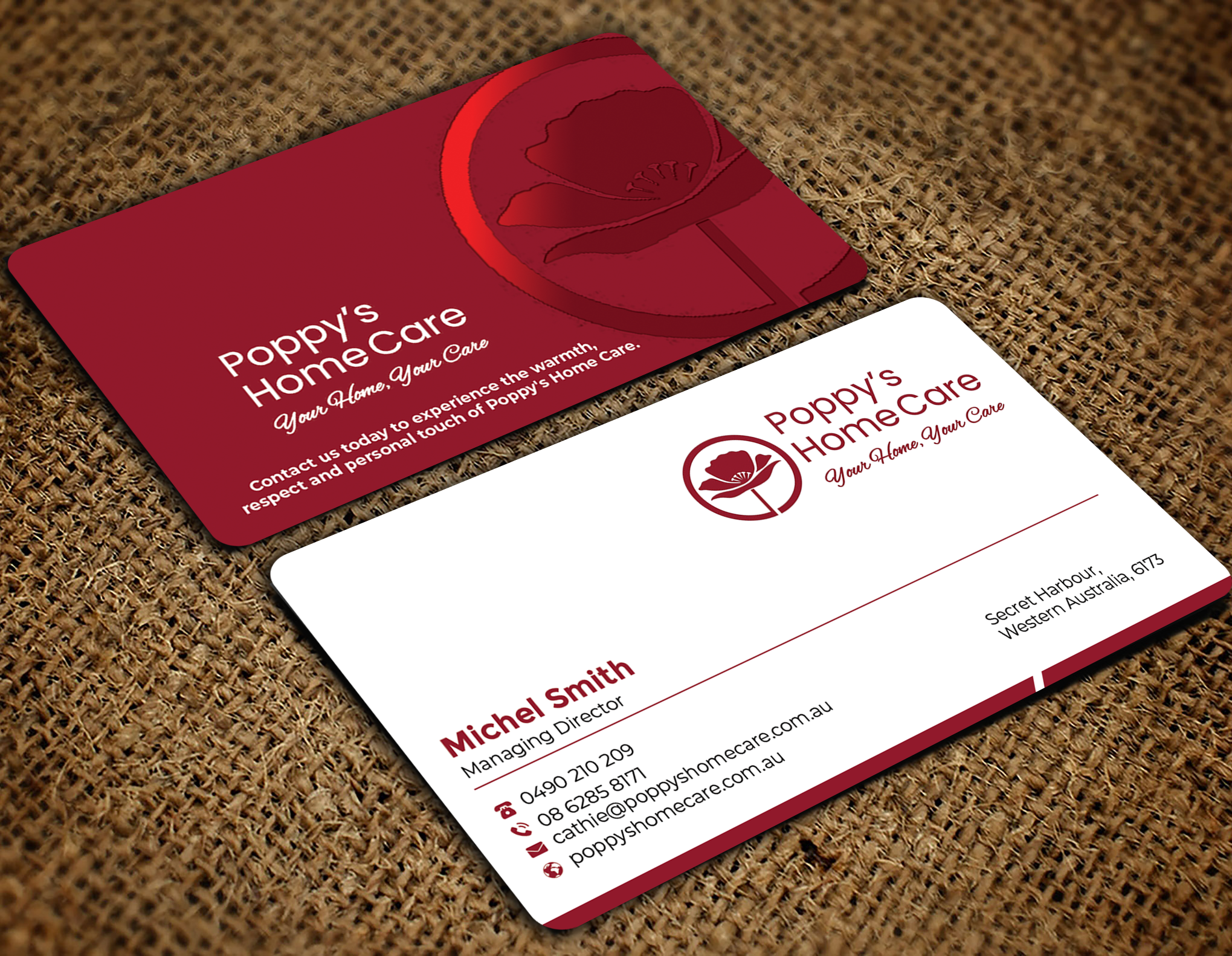 Visitenkarten-Design von Graphixpointt für Poppy's Home Care | Design #34586234