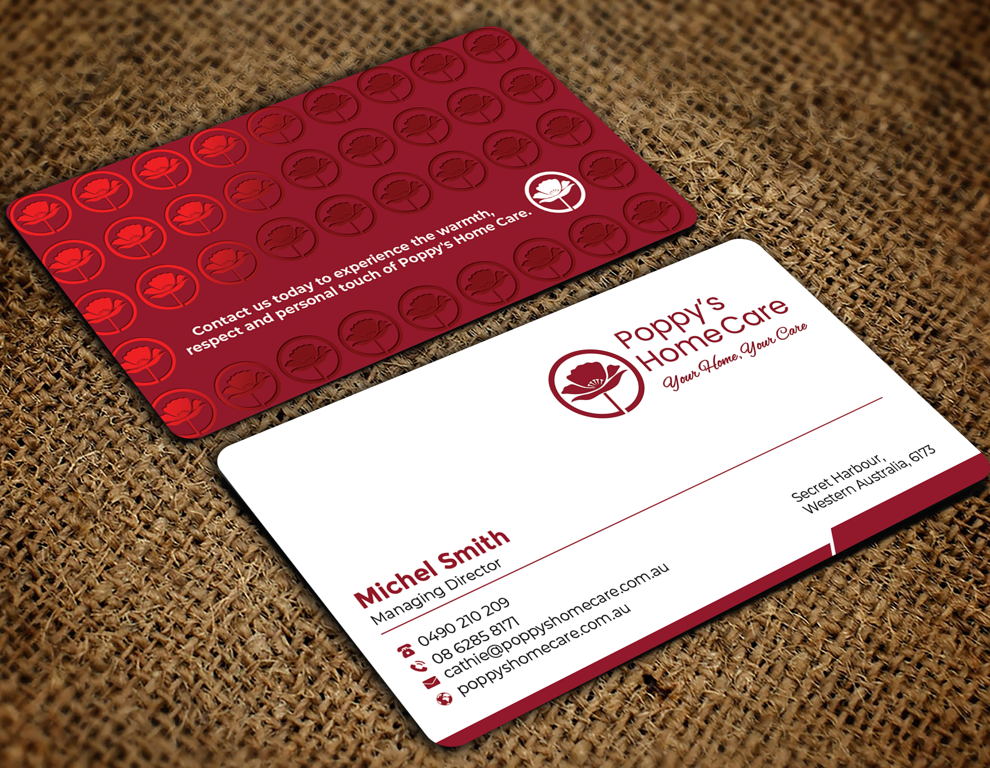 Business Card Design by Graphixpointt for Poppy's Home Care | Design #34586241