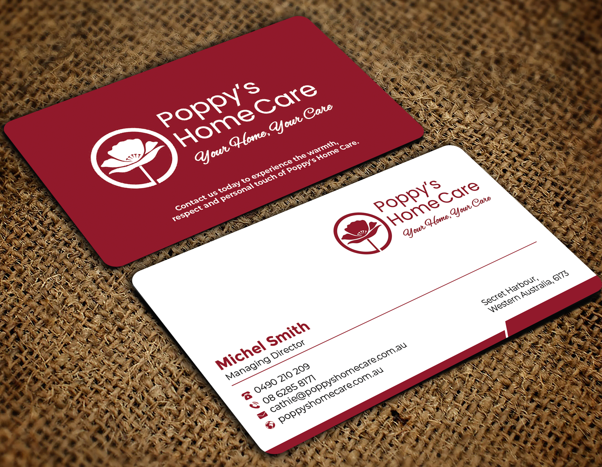 Visitenkarten-Design von Graphixpointt für Poppy's Home Care | Design #34586242