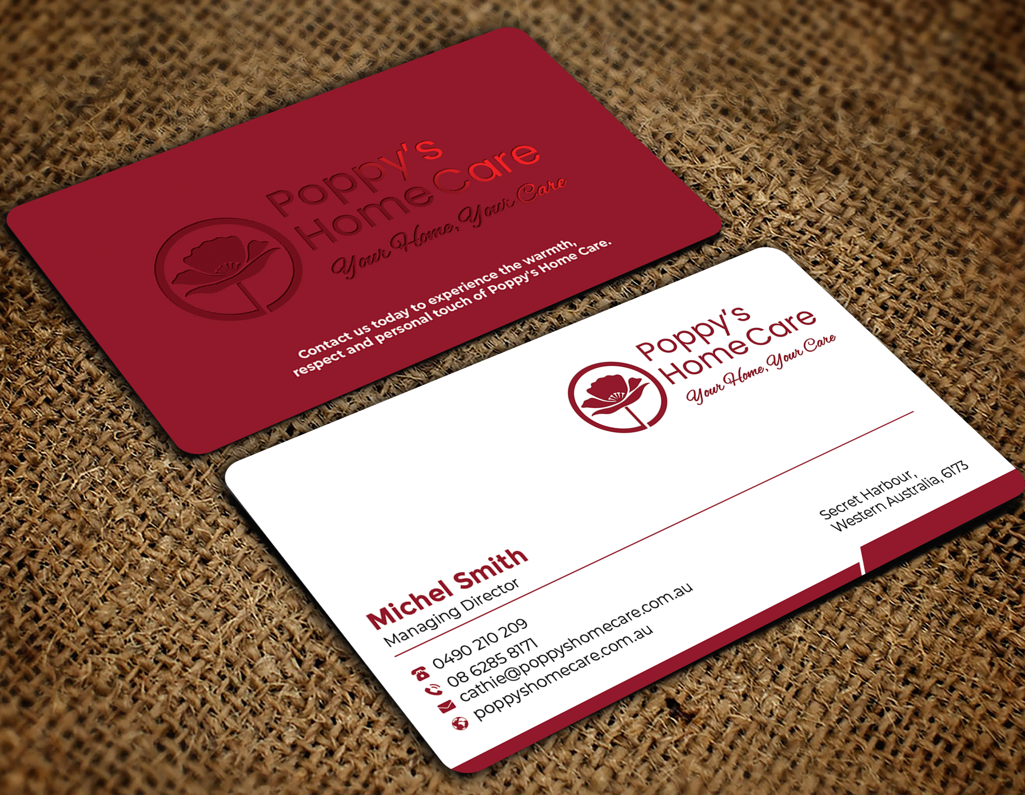 Visitenkarten-Design von Graphixpointt für Poppy's Home Care | Design #34586243