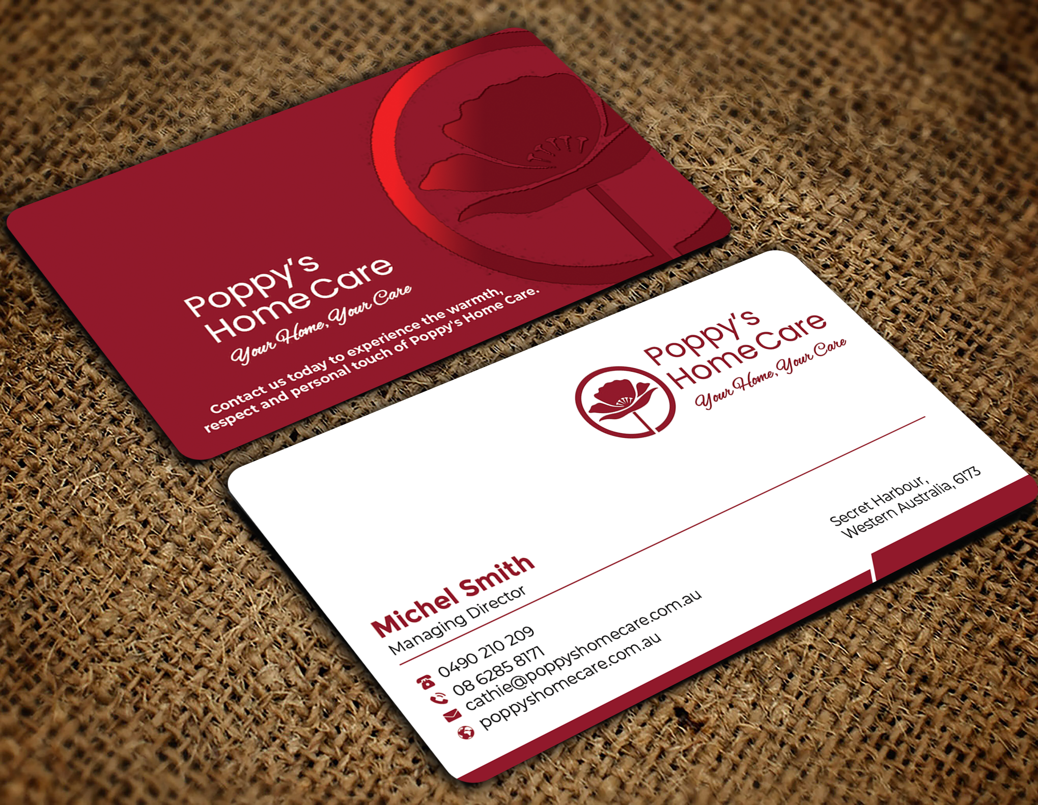 Visitenkarten-Design von Graphixpointt für Poppy's Home Care | Design #34586244