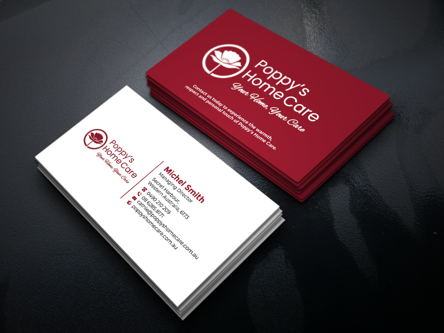 Business Card Design by Graphixpointt for Poppy's Home Care | Design #34586320