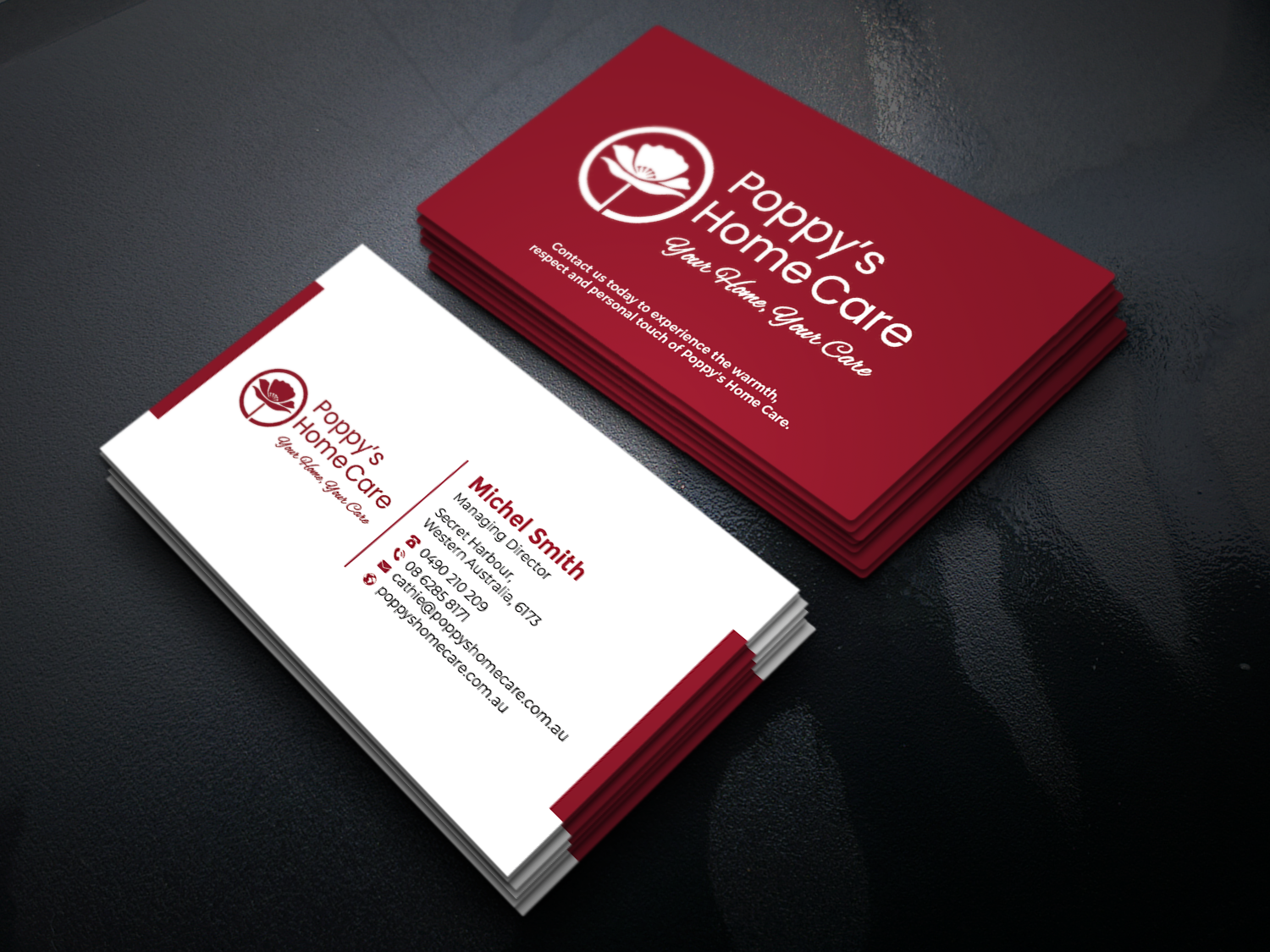 Visitenkarten-Design von Graphixpointt für Poppy's Home Care | Design #34586333