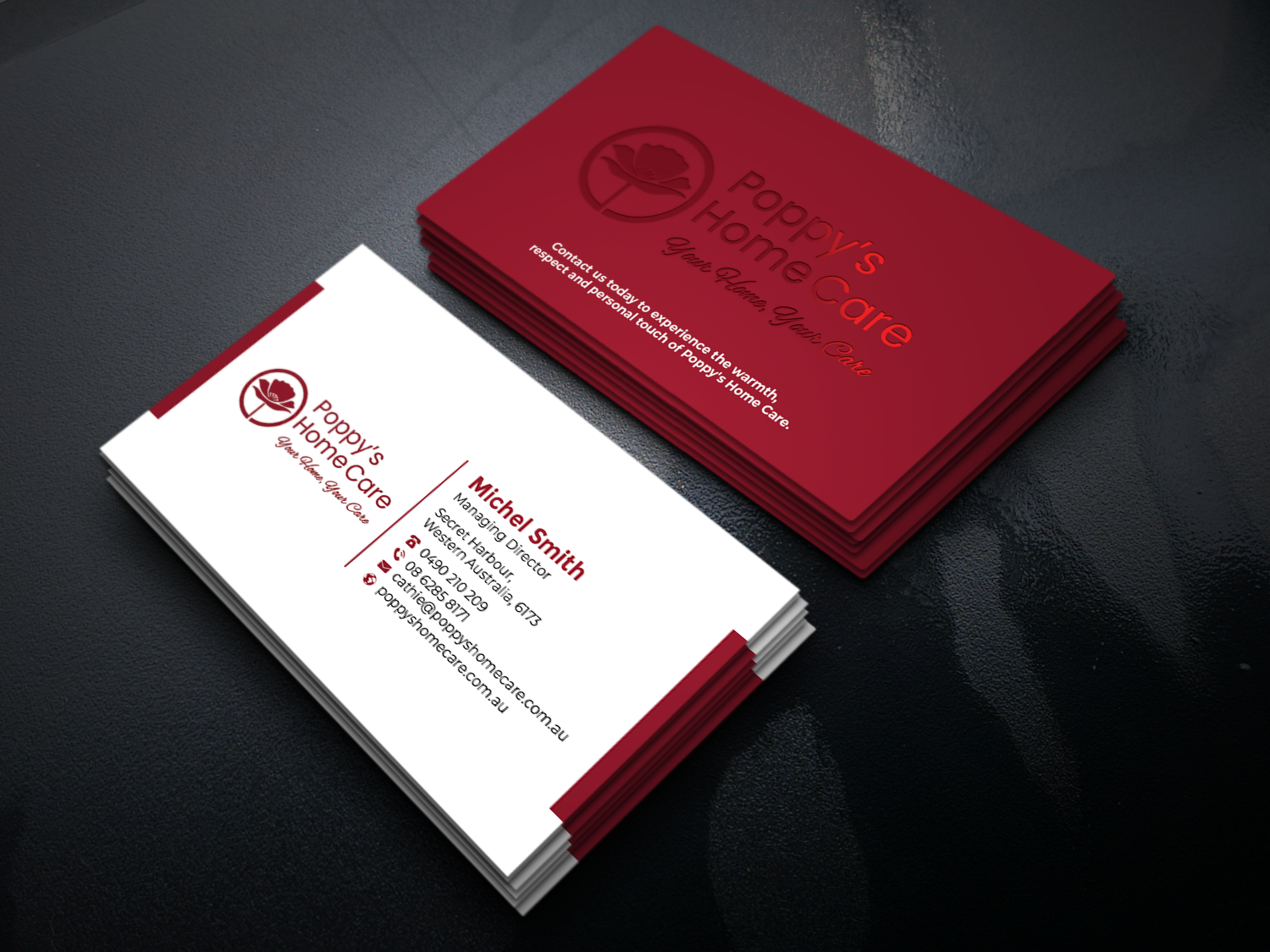 Business Card Design by Graphixpointt for Poppy's Home Care | Design #34586334