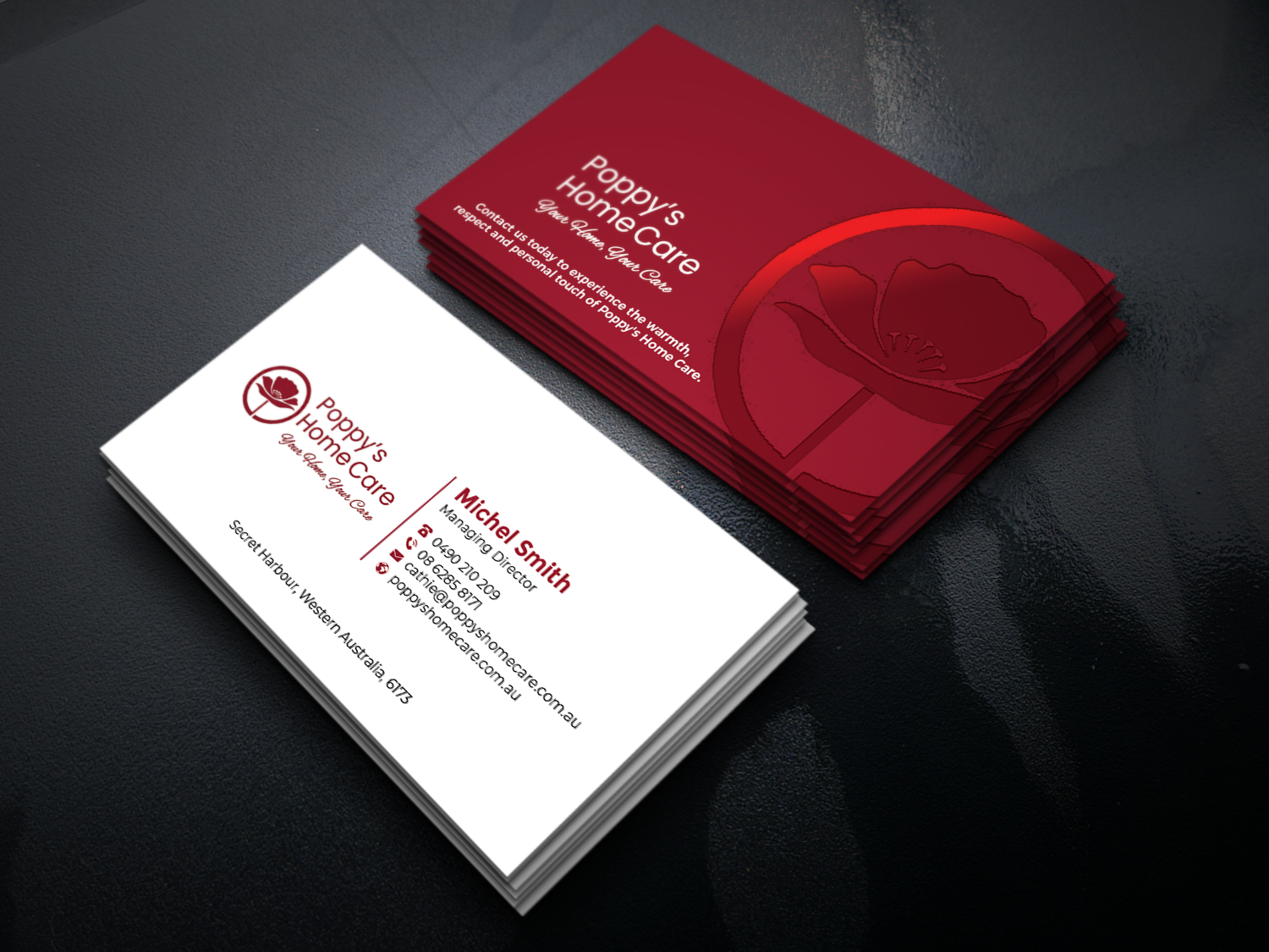 Business Card Design by Graphixpointt for Poppy's Home Care | Design #34586368
