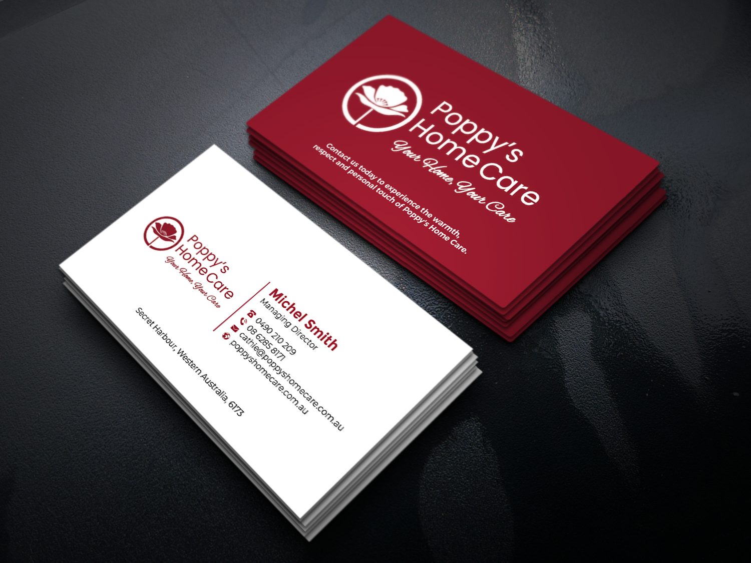 Business Card Design by Graphixpointt for Poppy's Home Care | Design #34586371