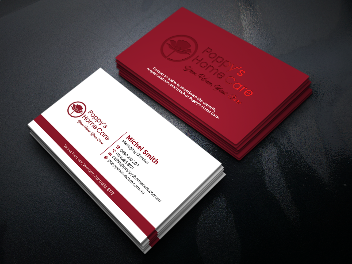 Business Card Design by Graphixpointt for Poppy's Home Care | Design #34586384