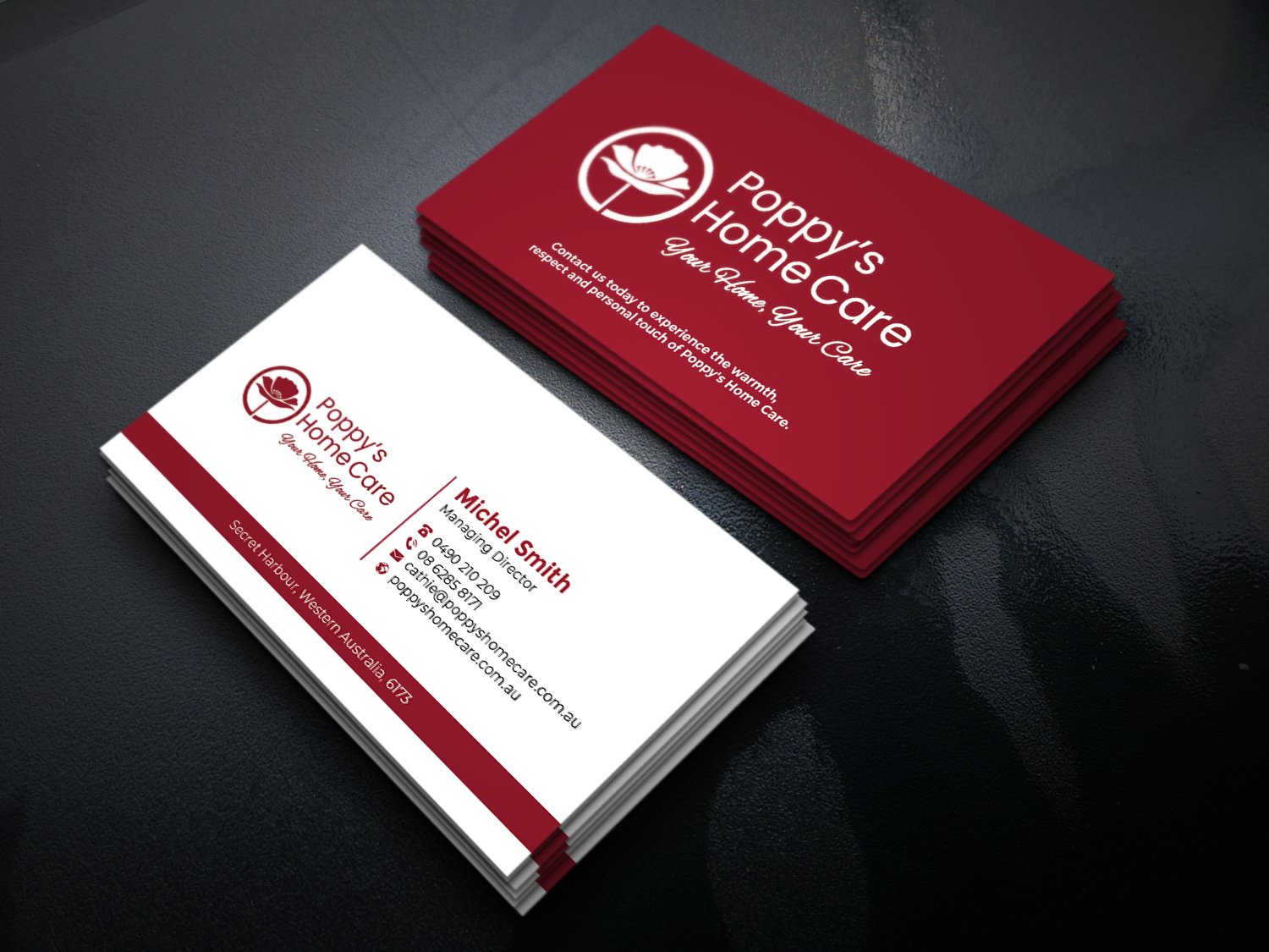 Business Card Design by Graphixpointt for Poppy's Home Care | Design #34586385