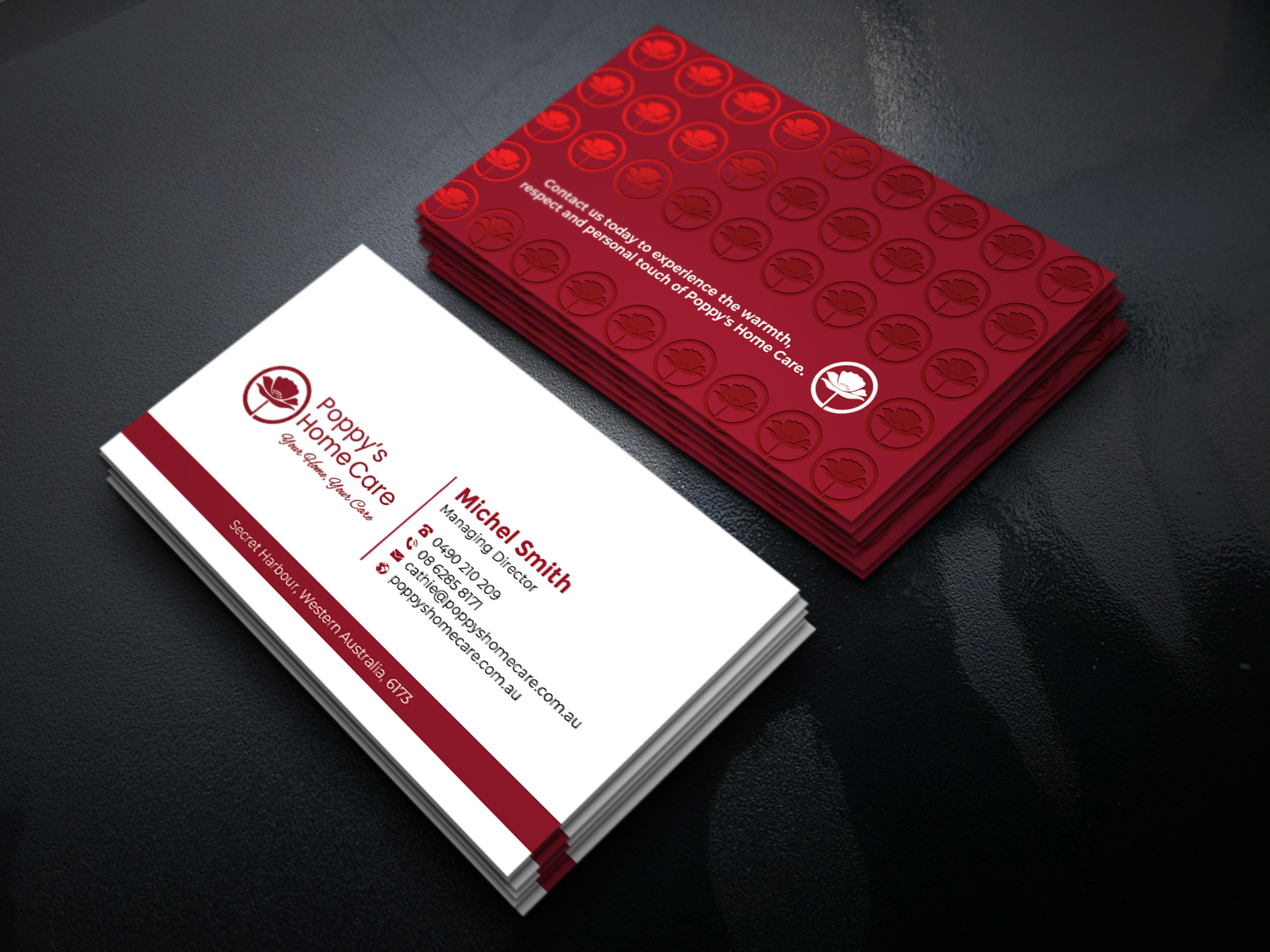 Business Card Design by Graphixpointt for Poppy's Home Care | Design #34586386