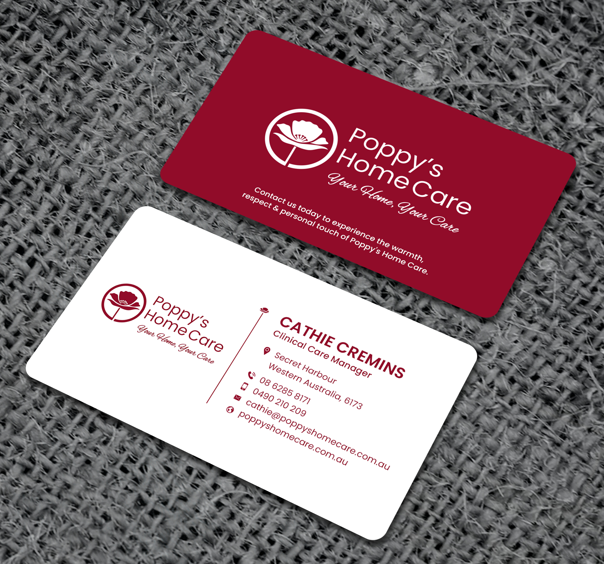 Business Card Design by Sun Moon Graphic Designer for Poppy's Home Care | Design #34580062