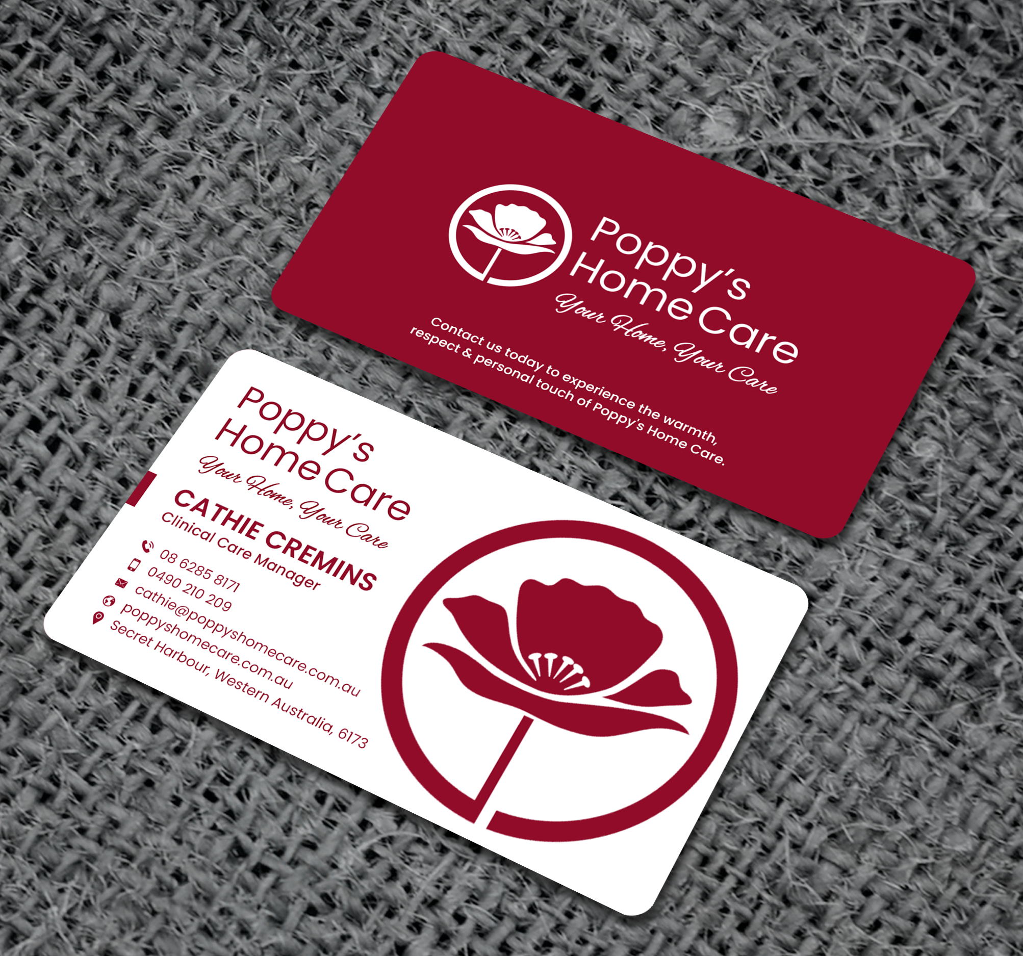 Business Card Design by Sun Moon Graphic Designer for Poppy's Home Care | Design #34580063