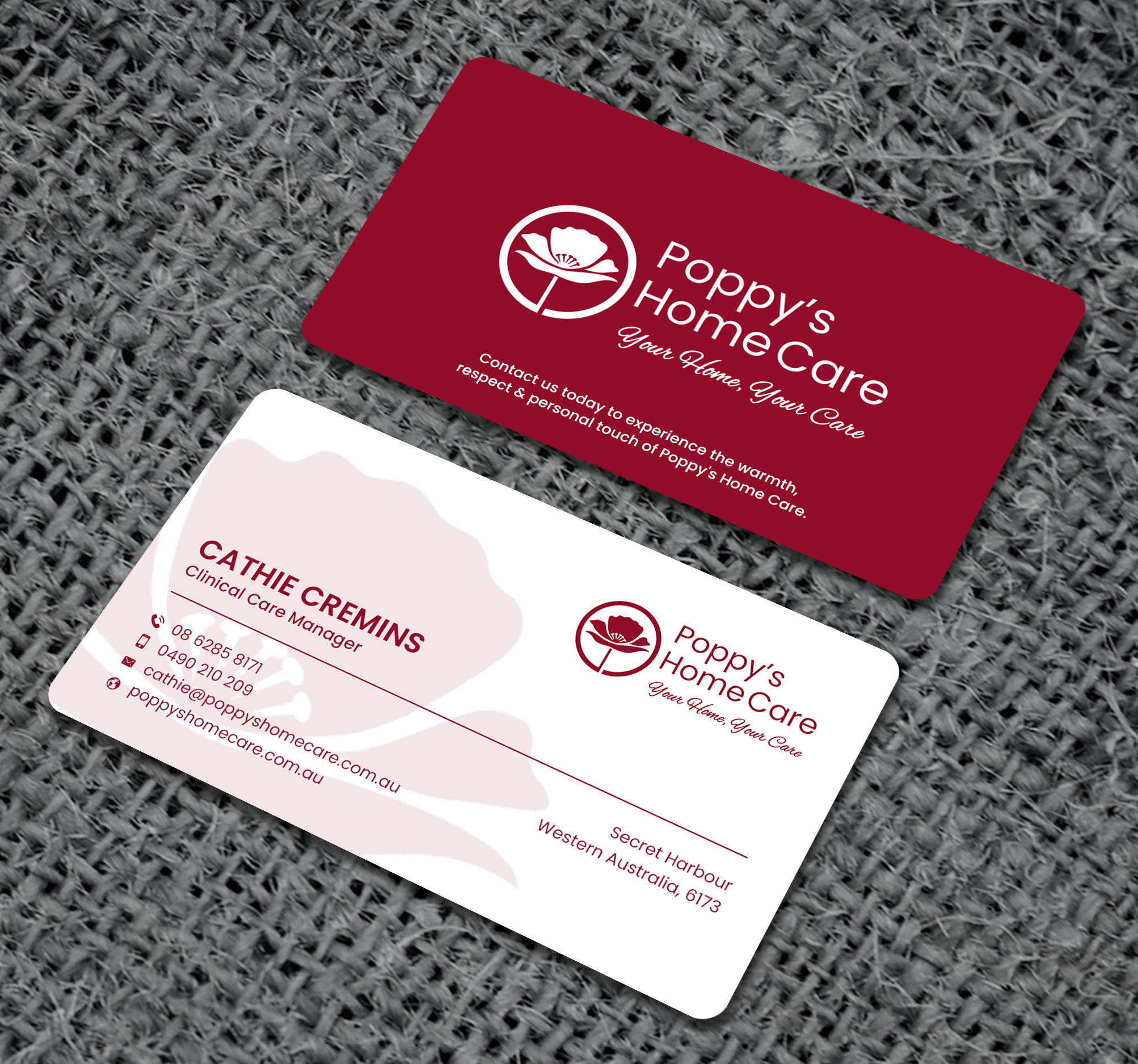 Business Card Design by Sun Moon Graphic Designer for Poppy's Home Care | Design #34580064