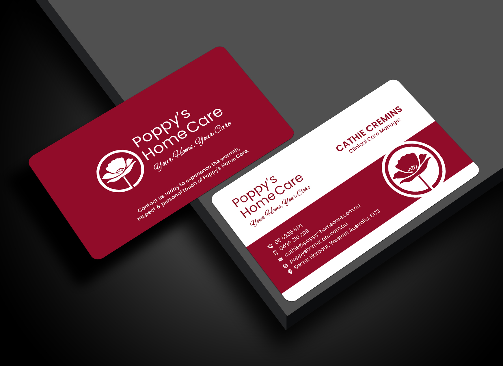 Business Card Design by Sun Moon Graphic Designer for Poppy's Home Care | Design #34580067