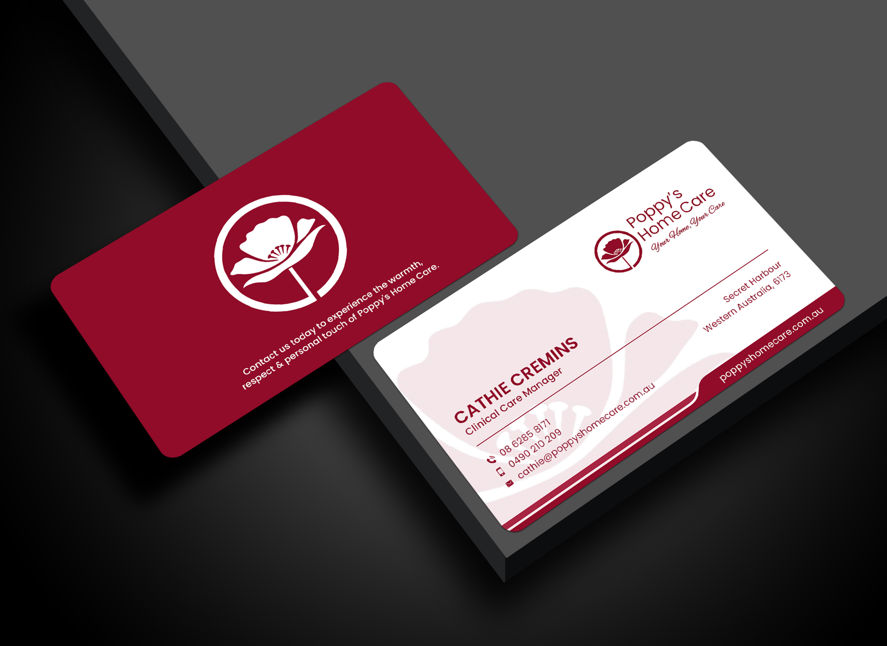 Business Card Design by Sun Moon Graphic Designer for Poppy's Home Care | Design #34580068
