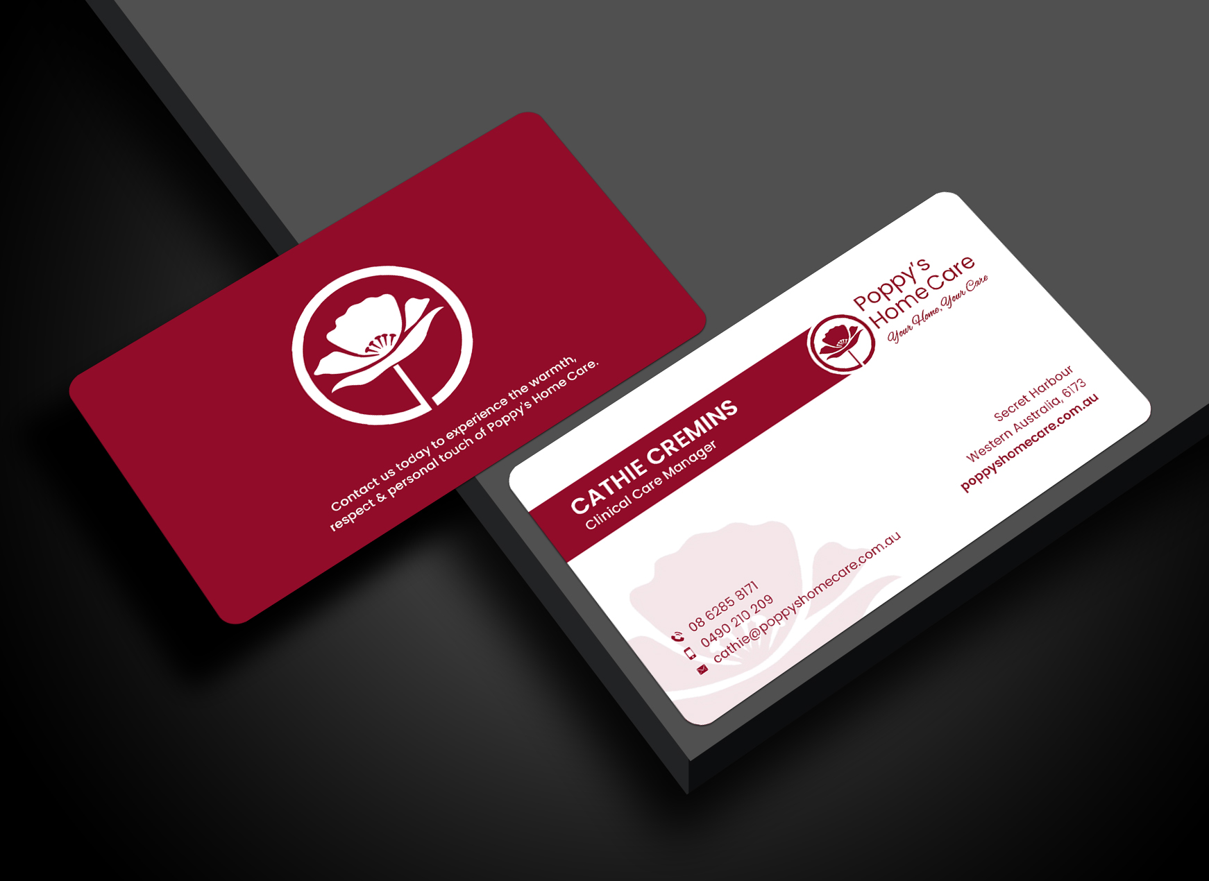 Business Card Design by Sun Moon Graphic Designer for Poppy's Home Care | Design #34580070