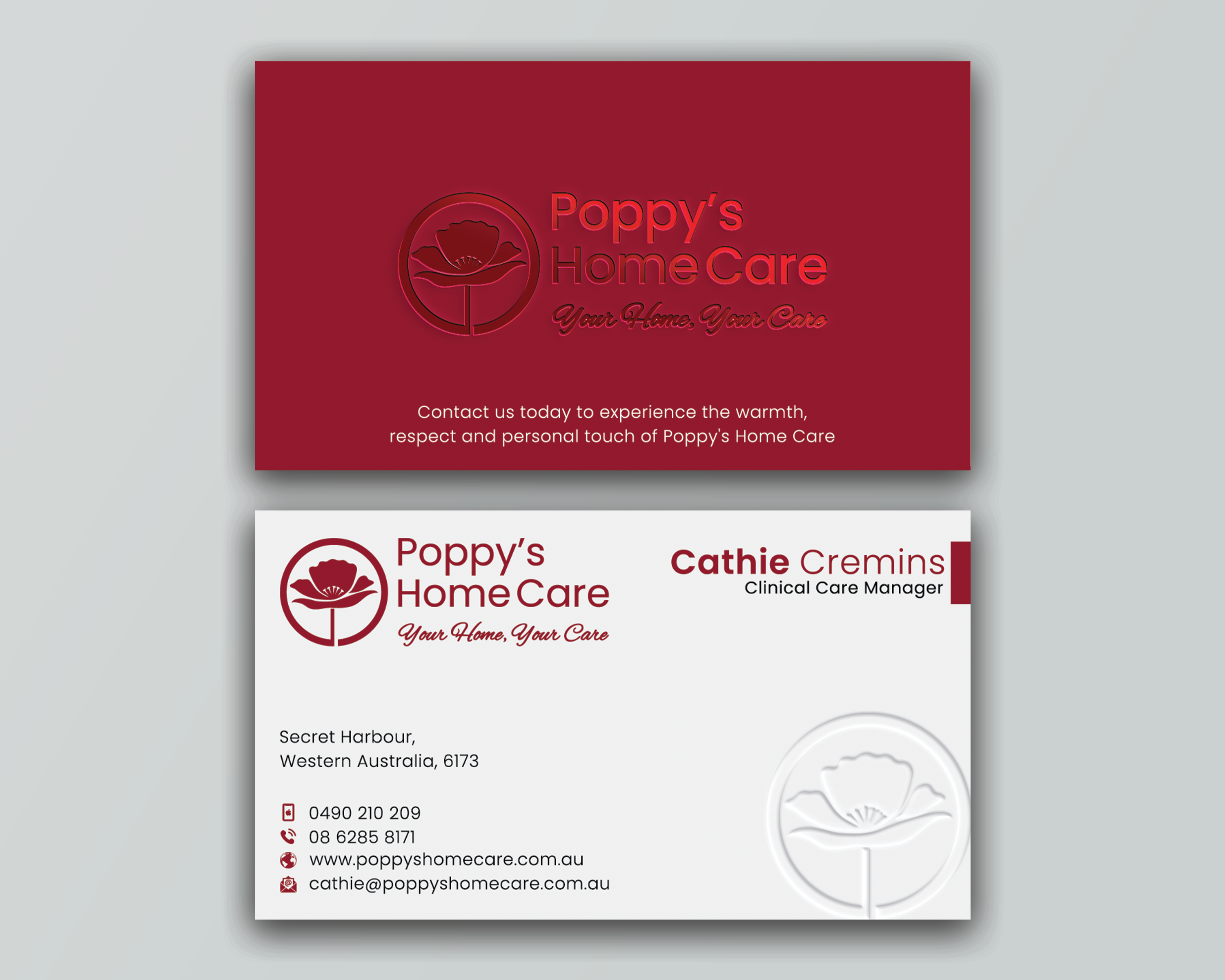 Visitenkarten-Design von DesignerShahadat für Poppy's Home Care | Design #34583768