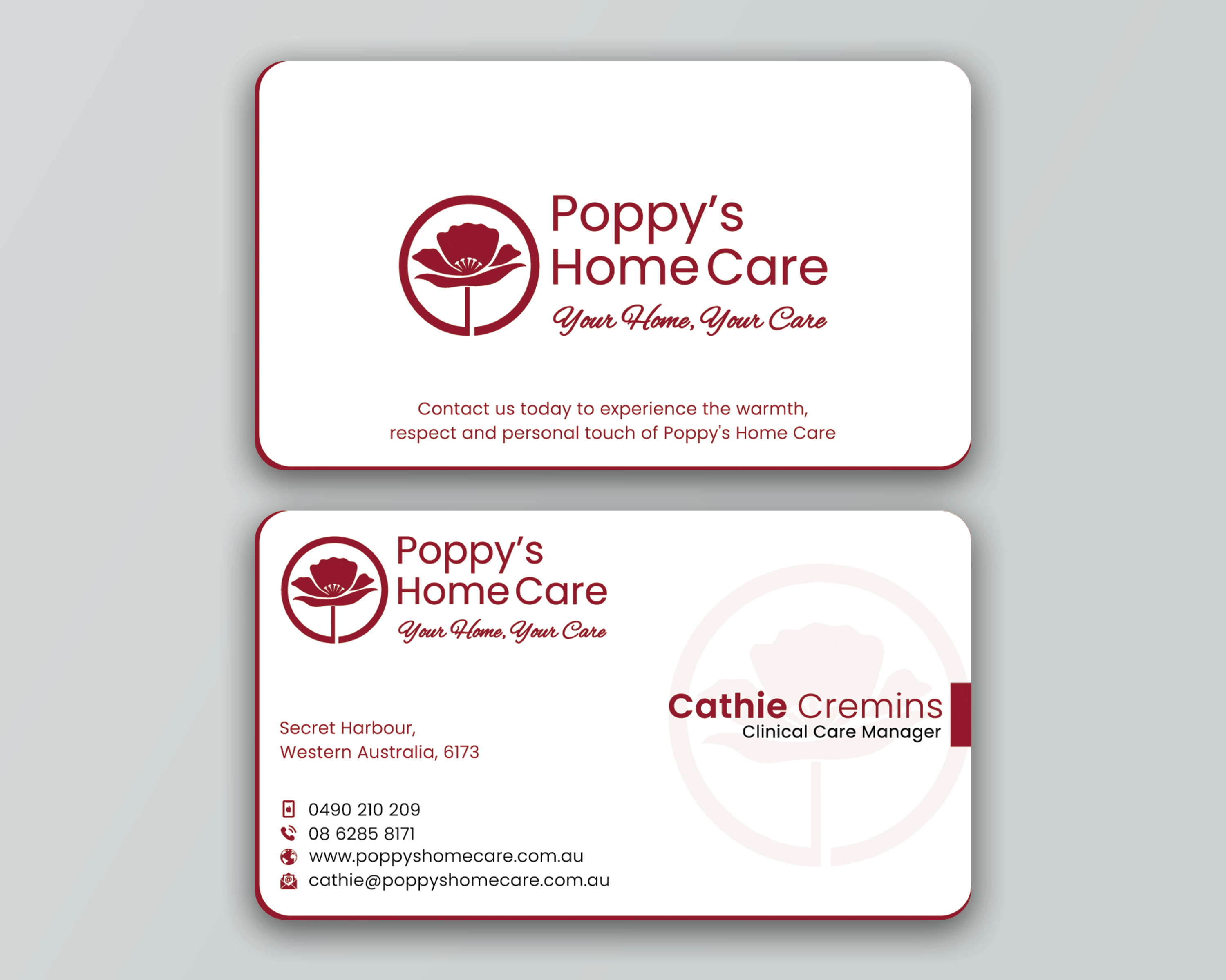 Visitenkarten-Design von DesignerShahadat für Poppy's Home Care | Design #34583783