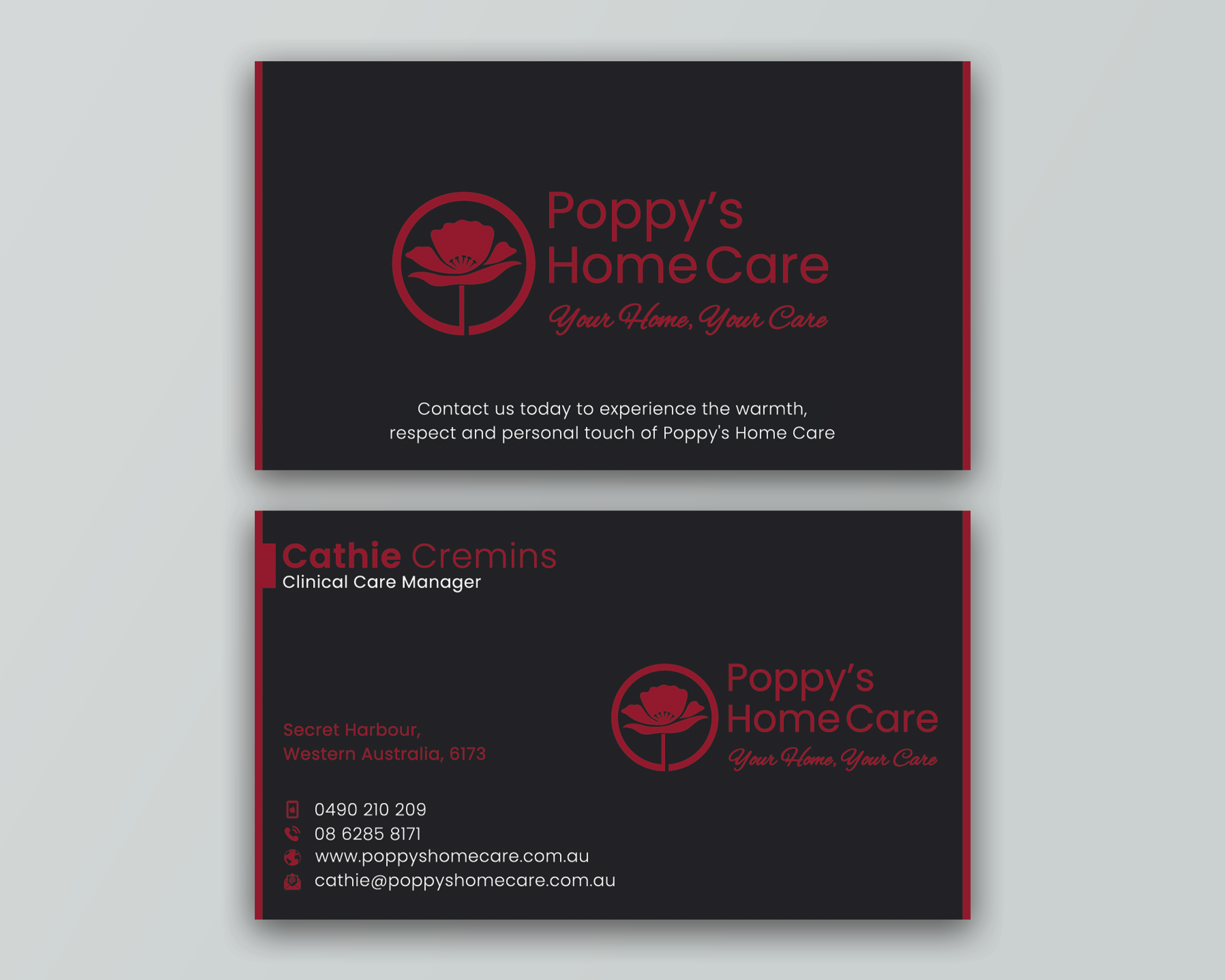 Visitenkarten-Design von DesignerShahadat für Poppy's Home Care | Design #34594104