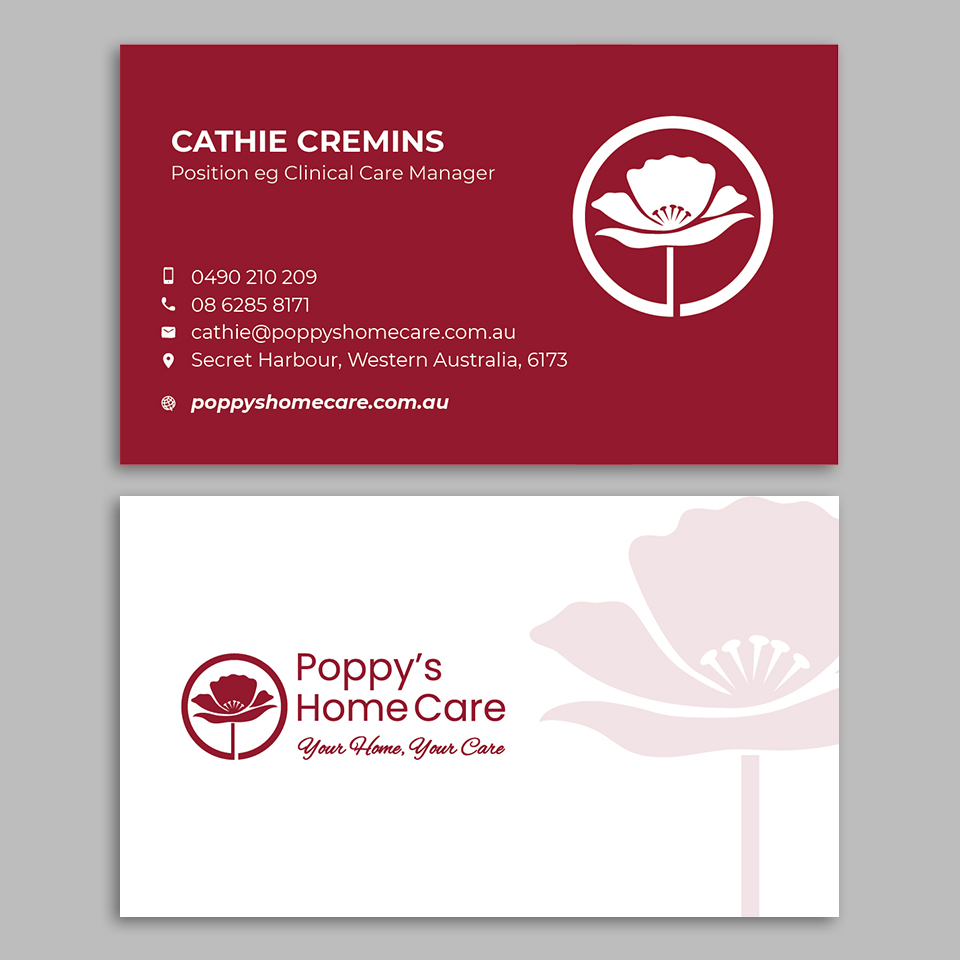 Business Card Design by YourLogoMaster for Poppy's Home Care | Design #34599997